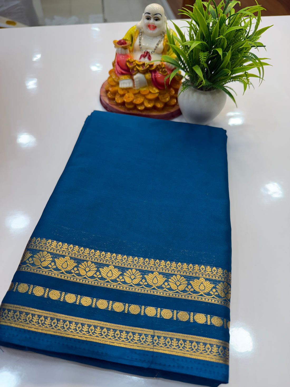 Mysore Crepe Silk Saree with Lotus Border