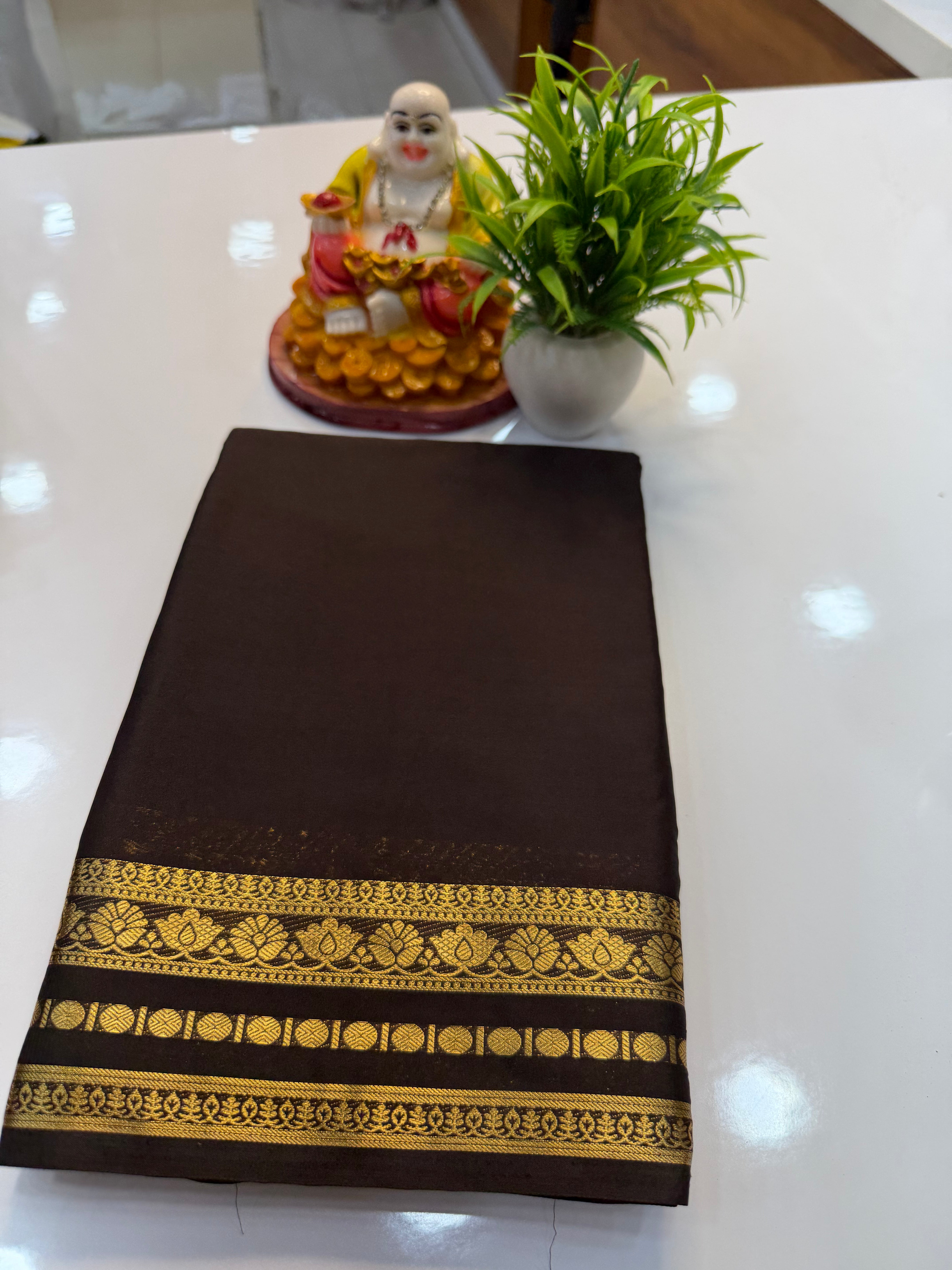 Mysore Crepe Silk Saree with Lotus Border