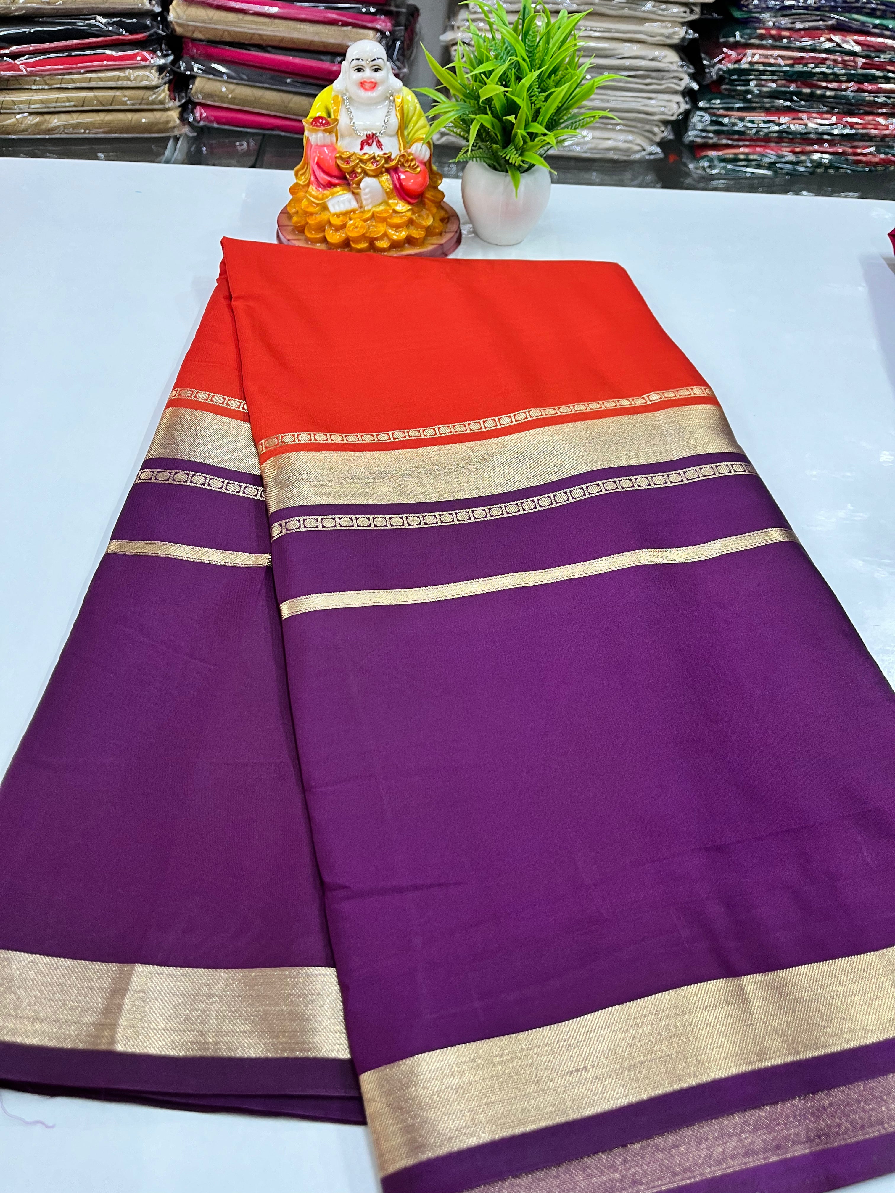 2D Semi Crepe Saree with Beautiful Color Combination – Padmavathi Silks and Sarees