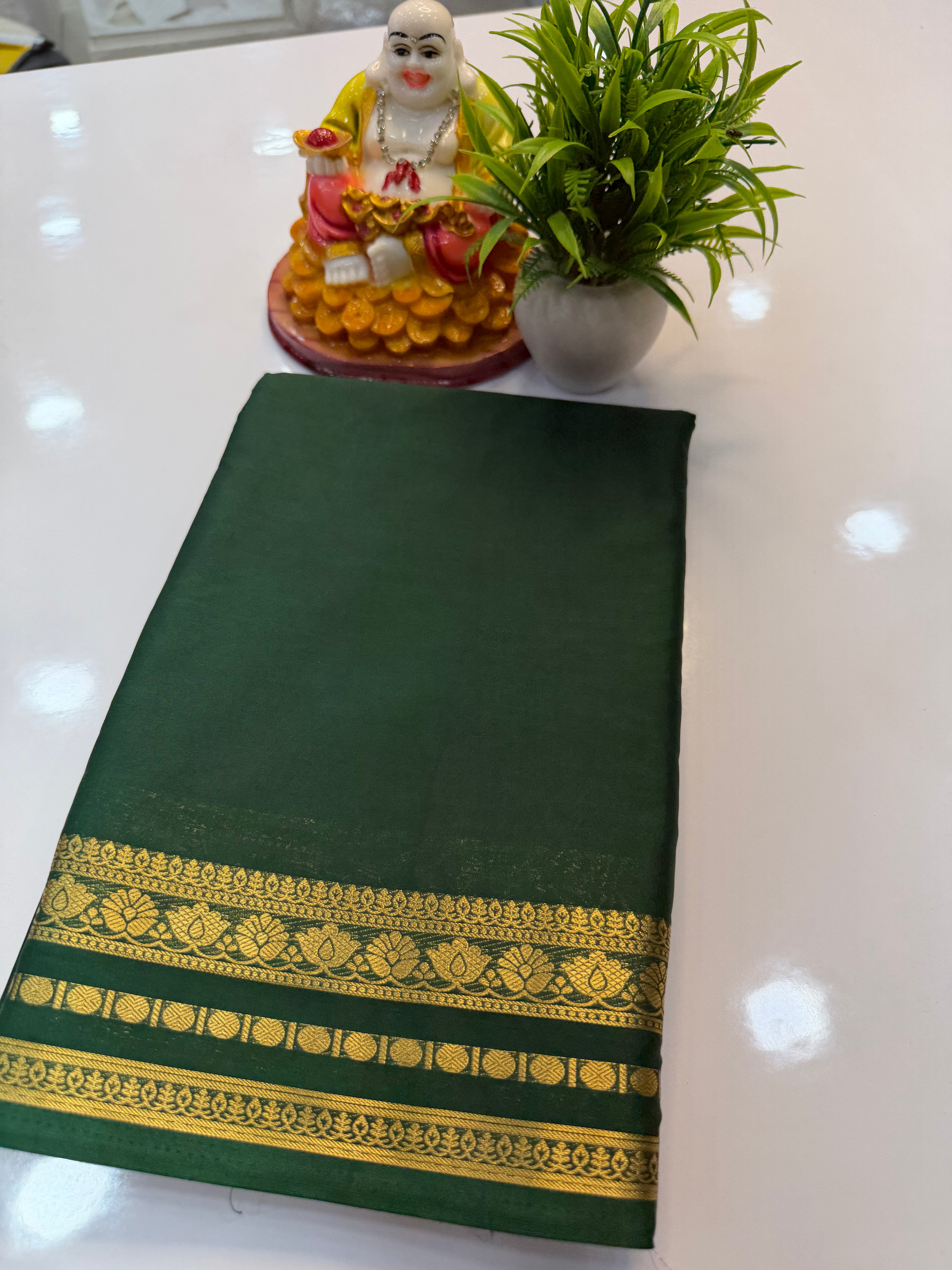 Mysore Crepe Silk Saree with Lotus Border