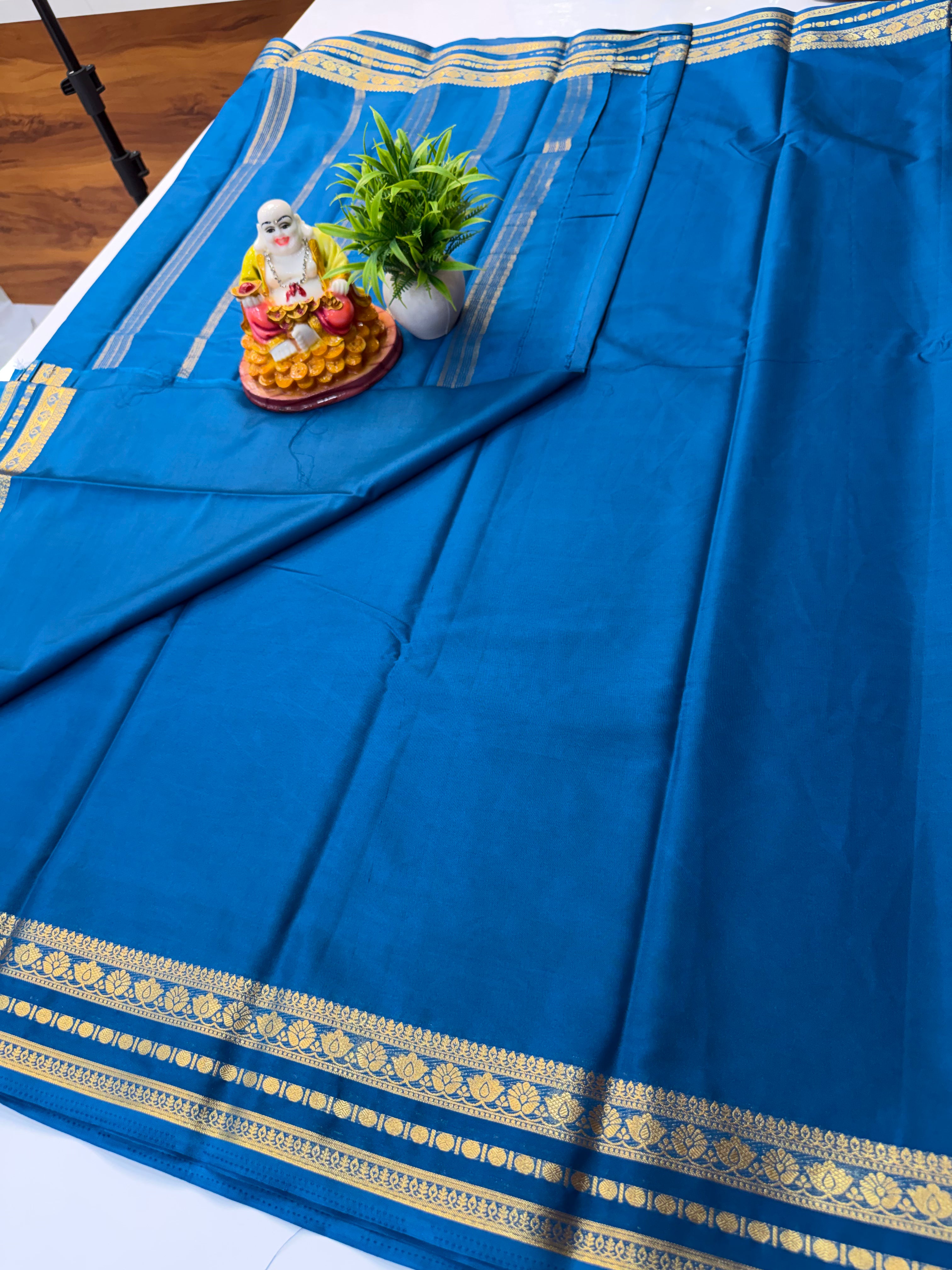 Mysore Crepe Silk Saree with Lotus Border
