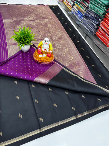 Elegant Semi Silk Saree with Leaf Buttas – Crafted by Padmavathi Silks and Sarees
