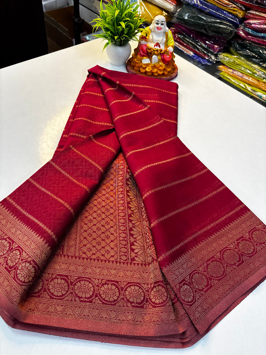 ✨ Beautiful Chiffon Saree with Rich Pallu & Brocade Blouse