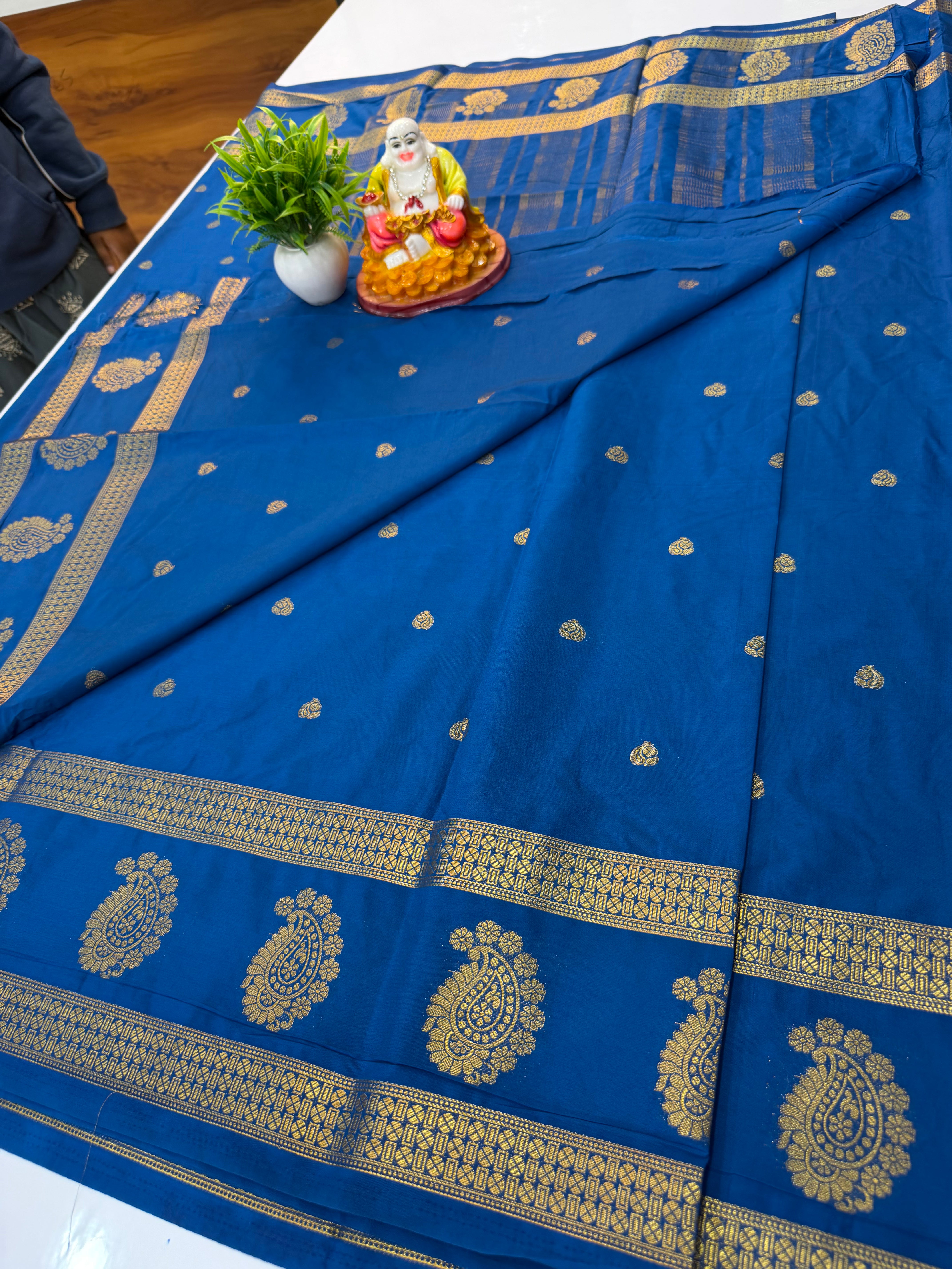 Premium Mysore Crepe Silk Saree with Buttas & Mango Border
