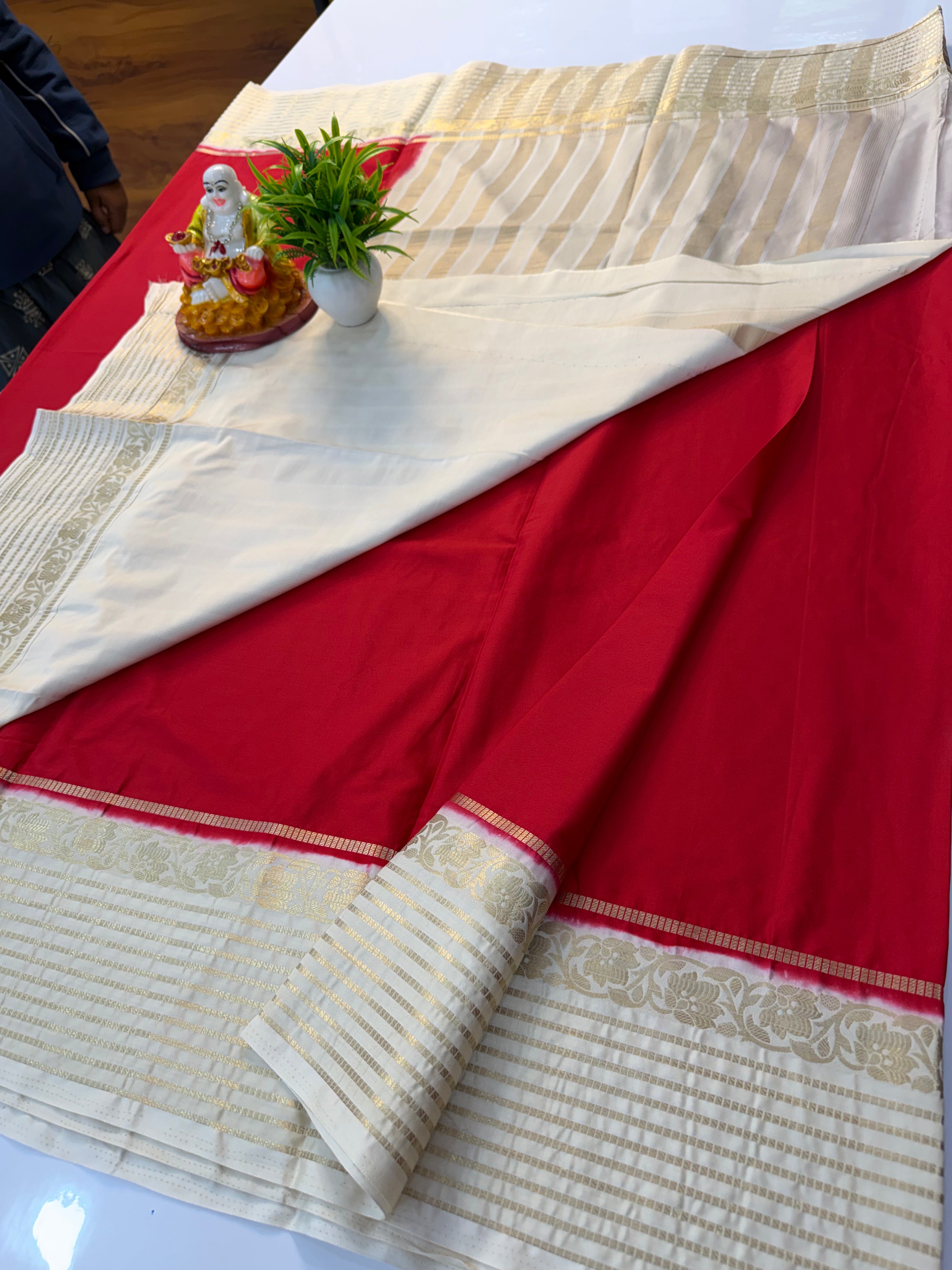 Premium Mysore Crepe Silk Saree with Contrast Beautiful Border
