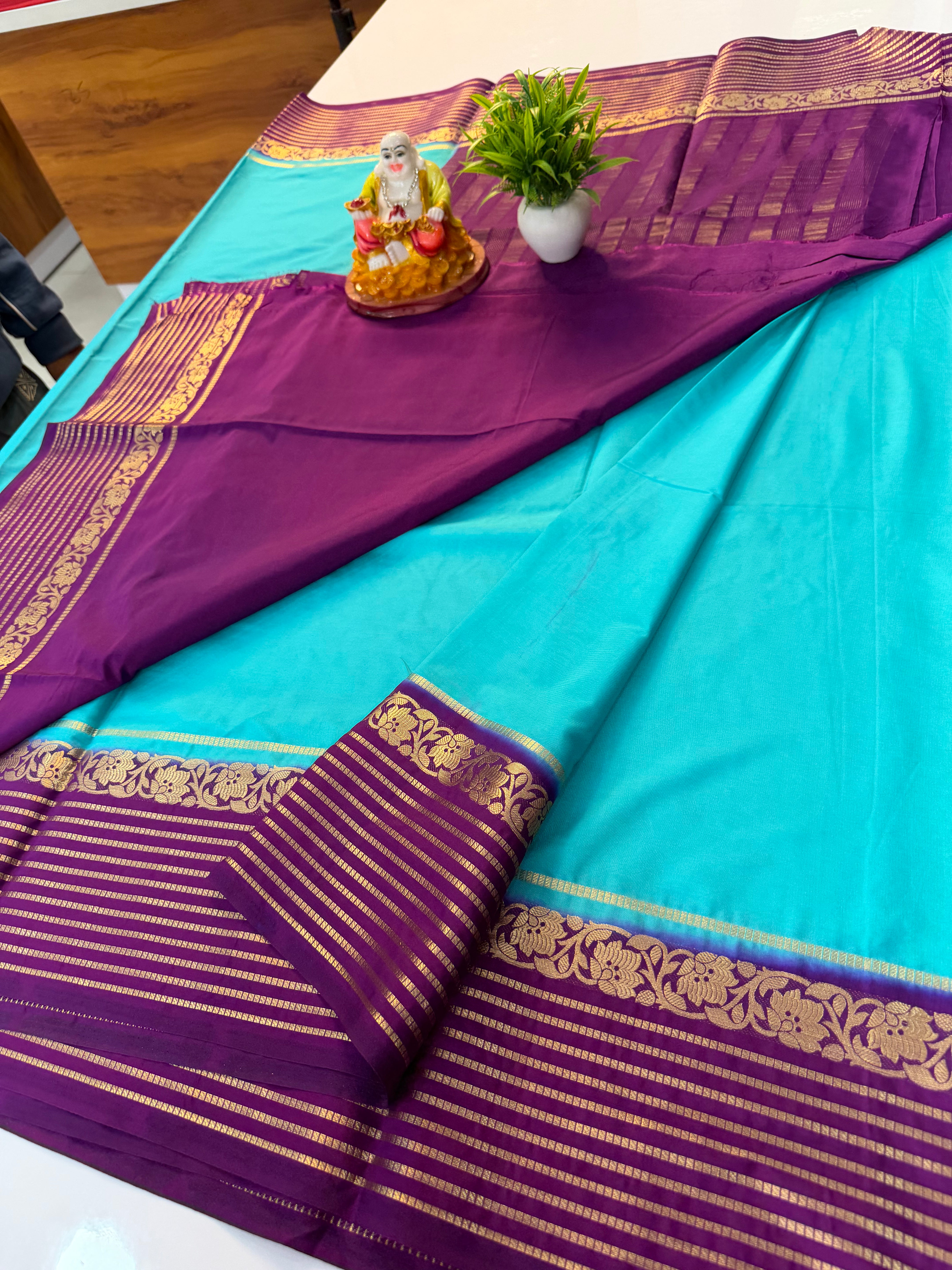 Premium Mysore Crepe Silk Saree with Contrast Beautiful Border