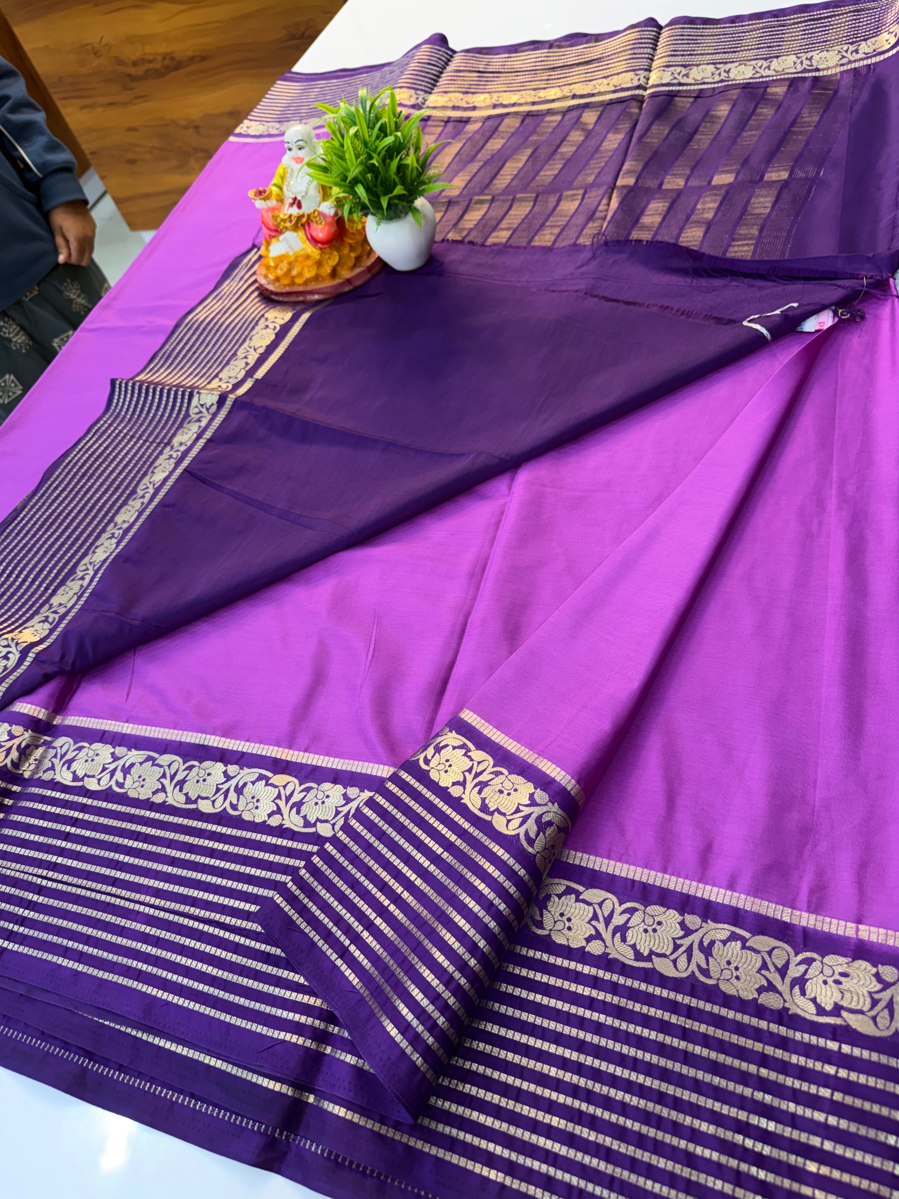 Premium Mysore Crepe Silk Saree with Contrast Beautiful Border
