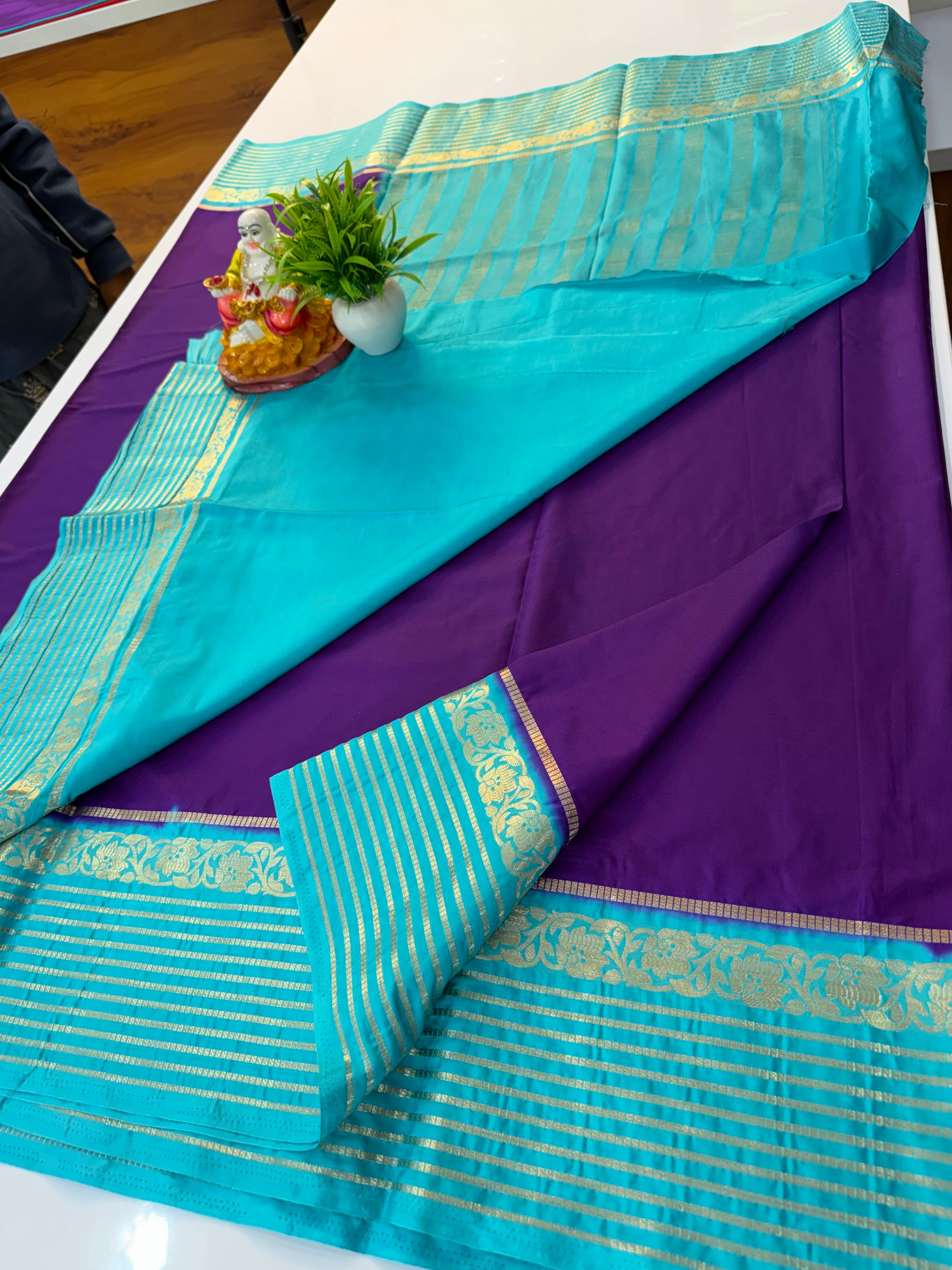 Premium Mysore Crepe Silk Saree with Contrast Beautiful Border