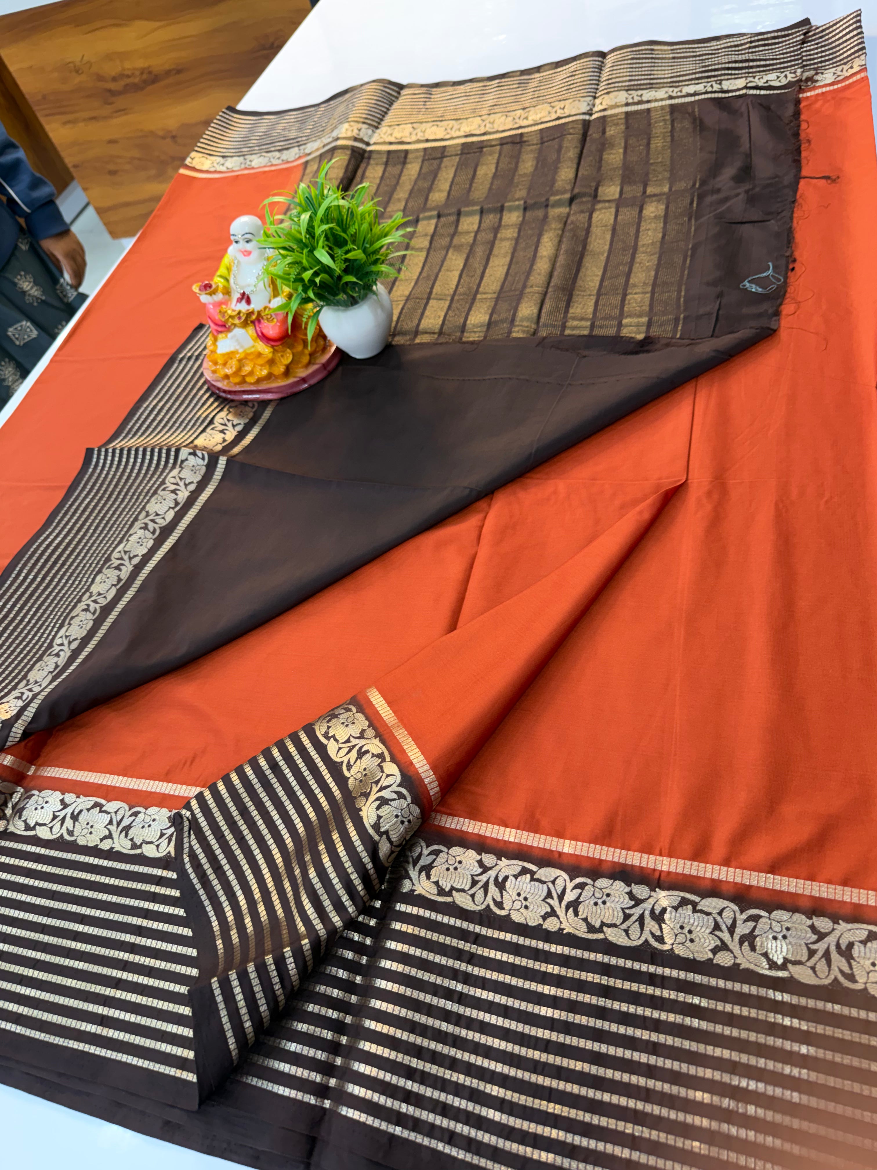 Premium Mysore Crepe Silk Saree with Contrast Beautiful Border