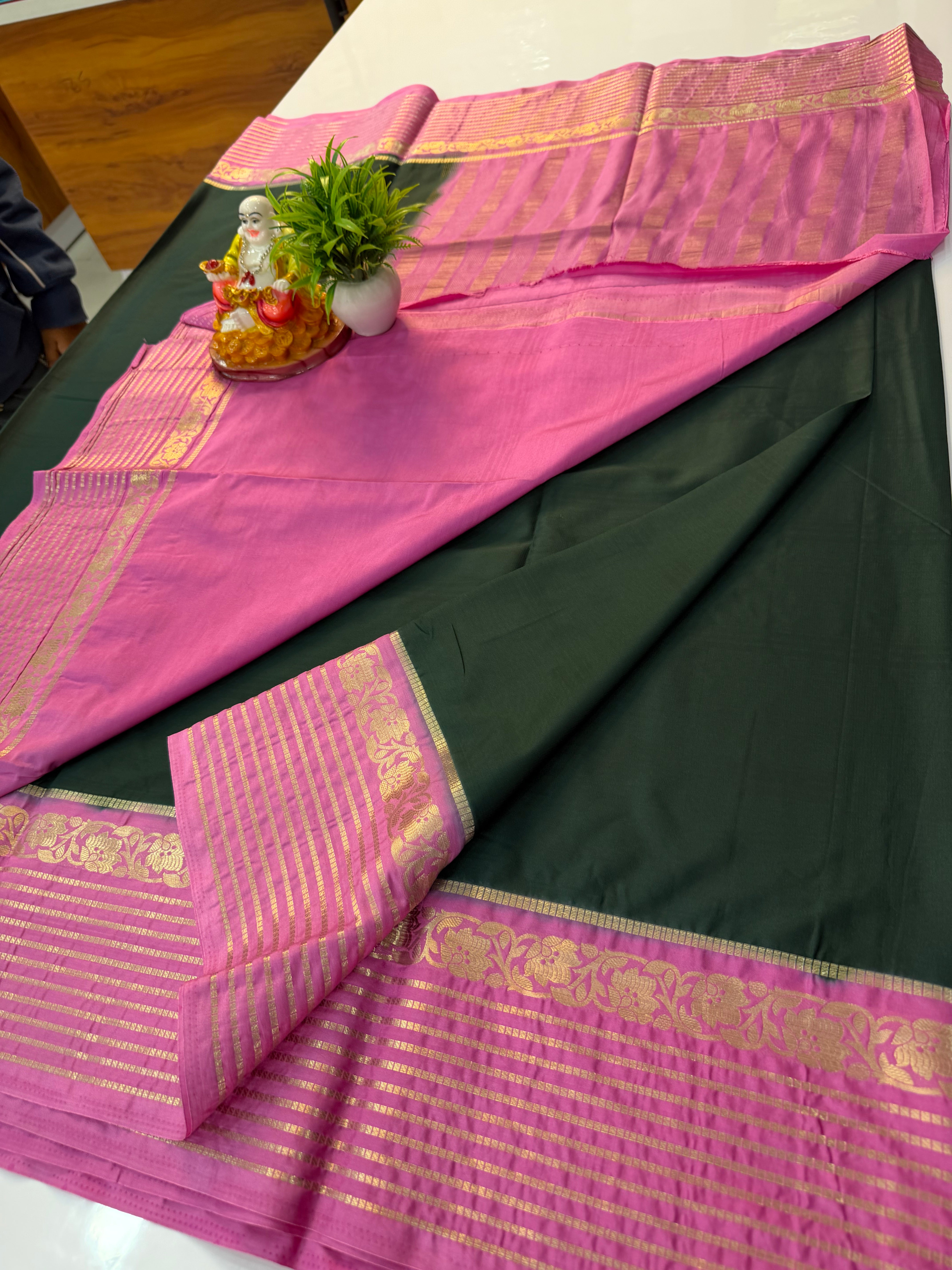 Premium Mysore Crepe Silk Saree with Contrast Beautiful Border