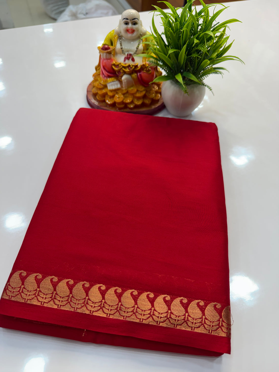 Mysore Crepe Silk Saree with Mango Border