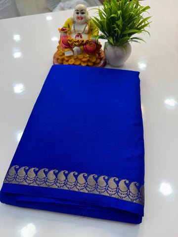 Mysore Crepe Silk Saree with Mango Border