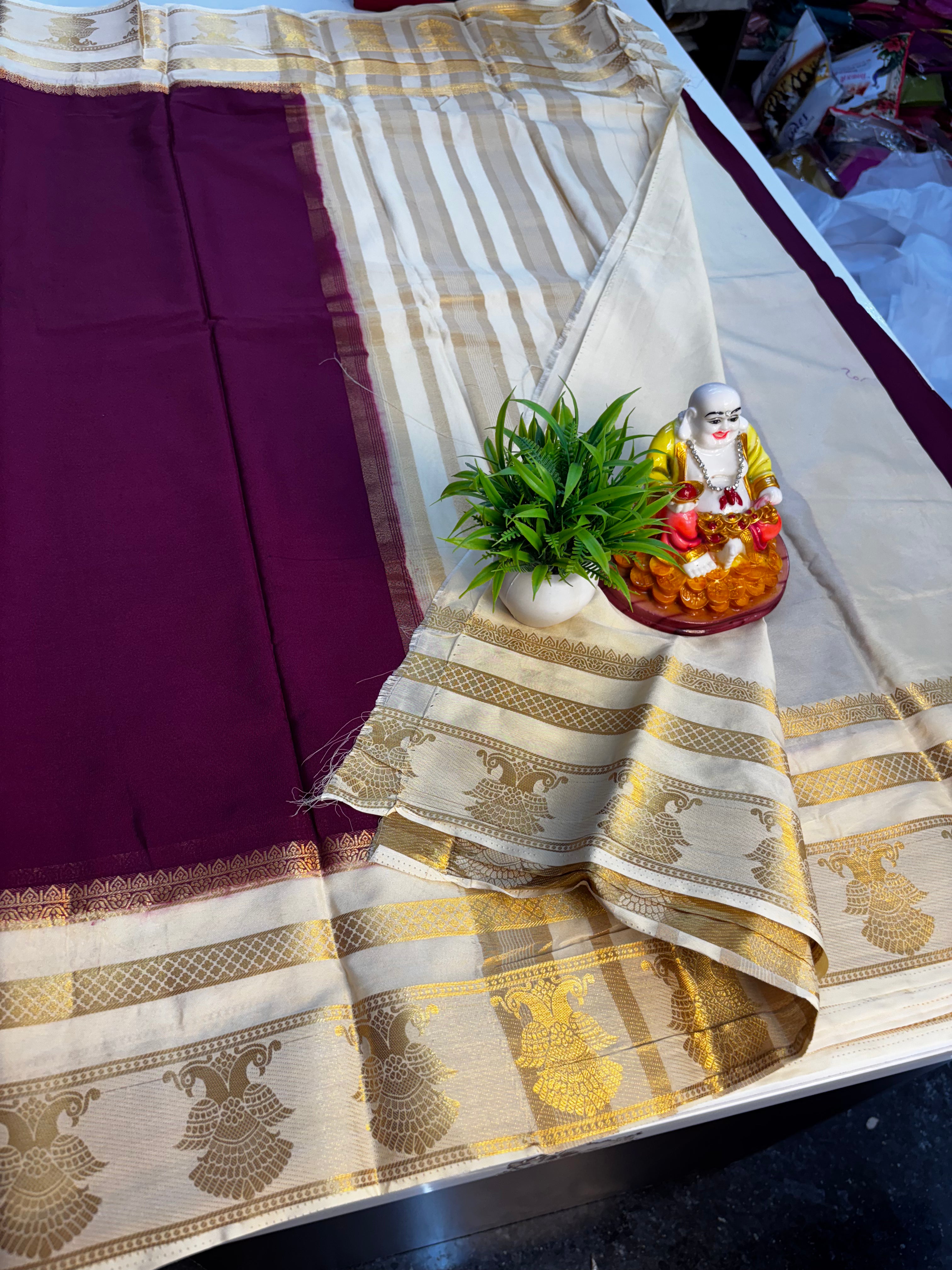 Elegant Mysore Crepe Silk Saree with Traditional Garuda Border | Padmavathi Silks and Sarees