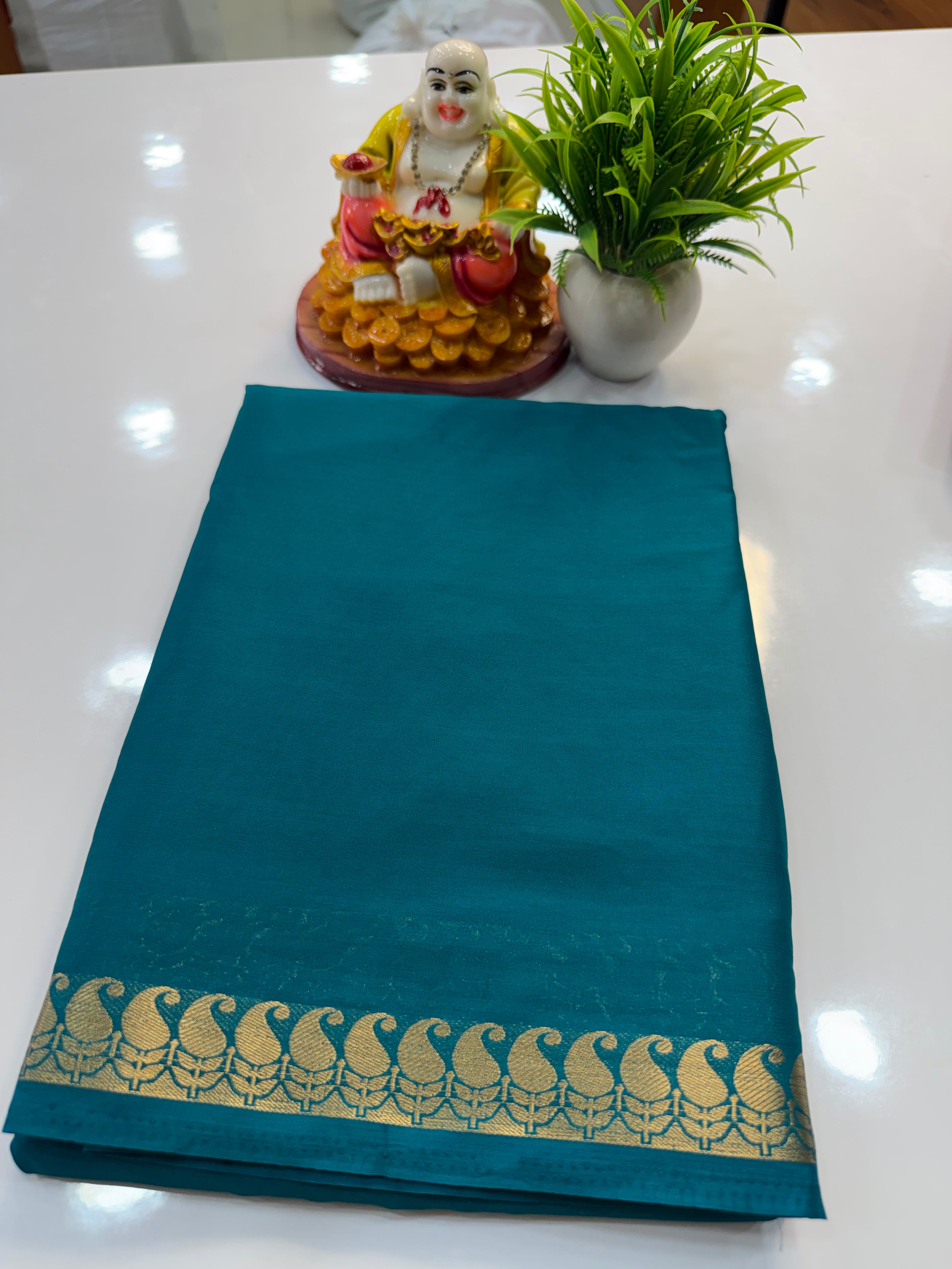 Mysore Crepe Silk Saree with Mango Border