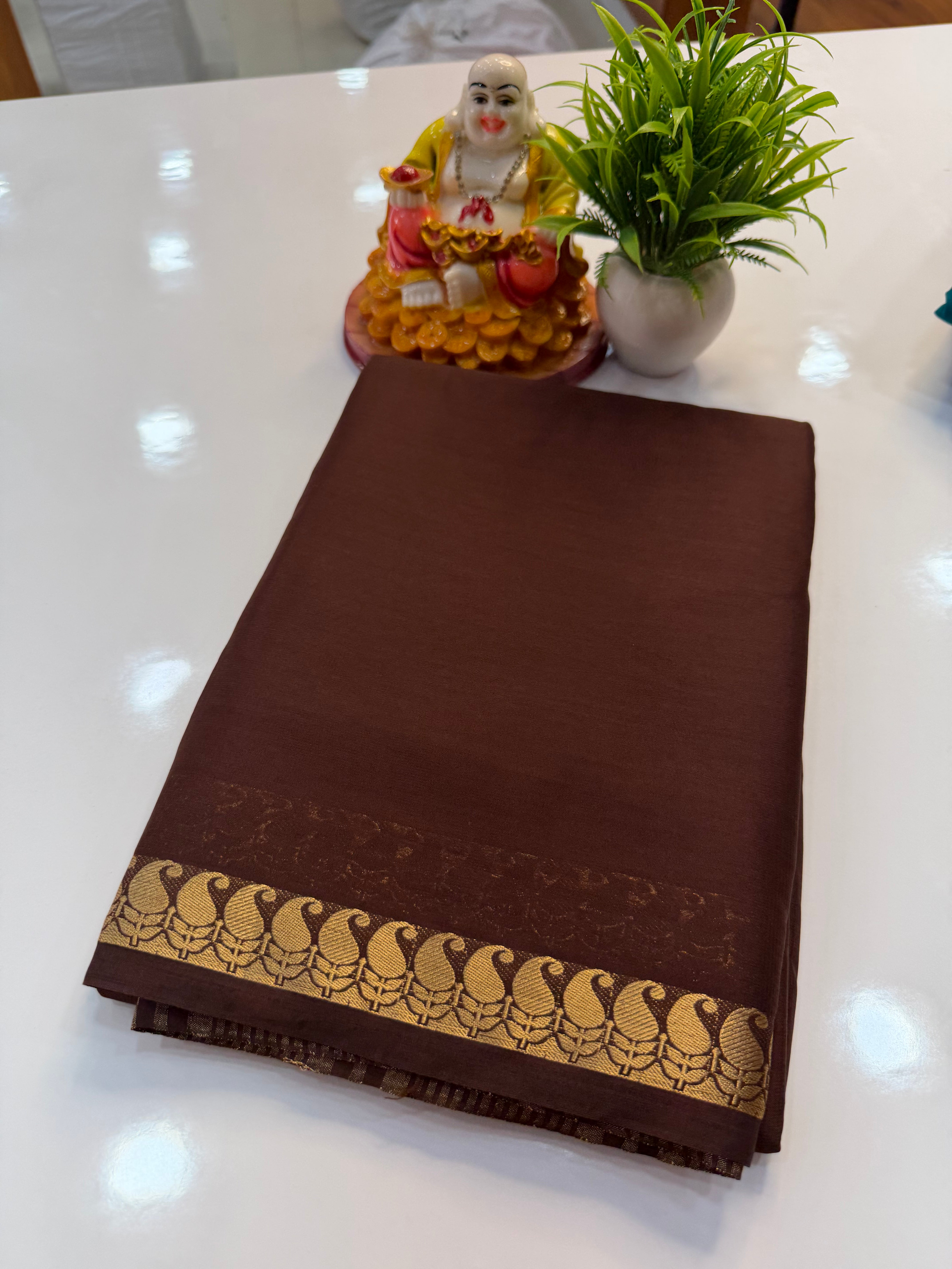 Mysore Crepe Silk Saree with Mango Border