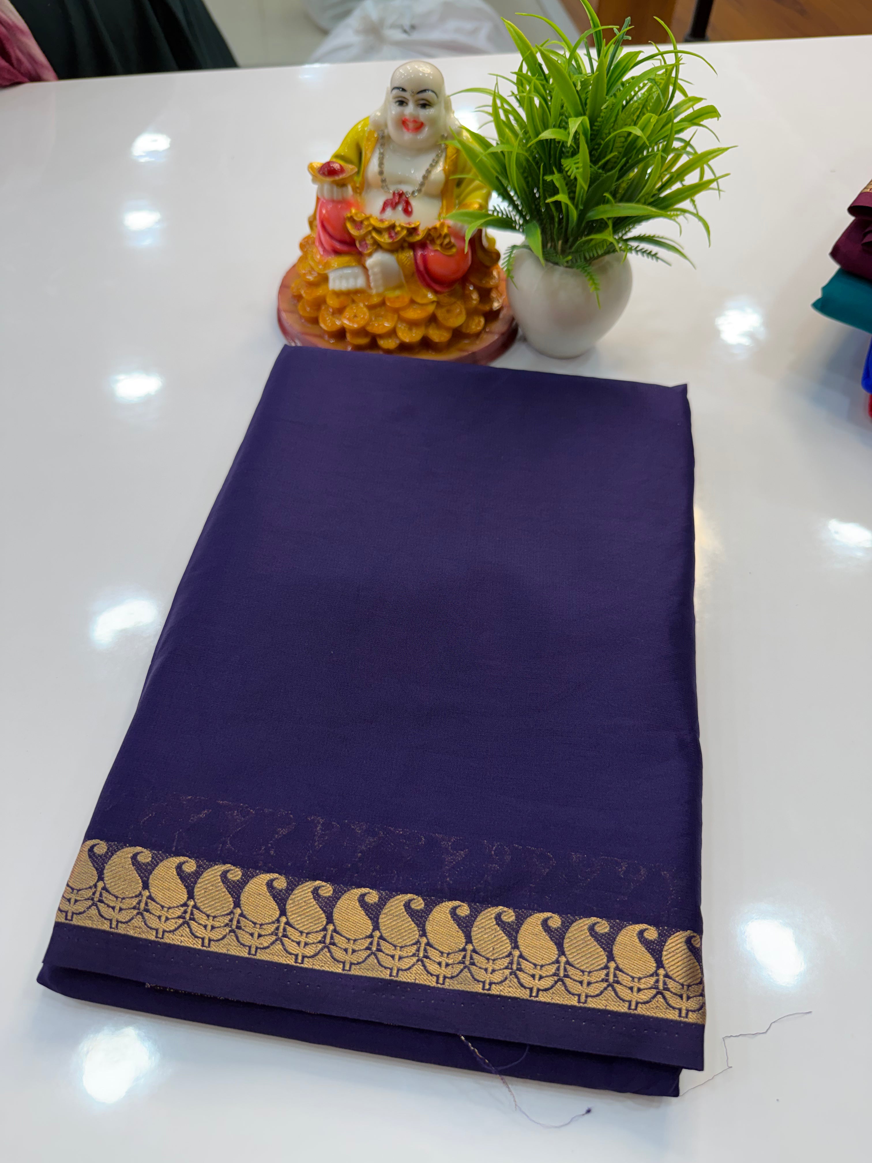 Mysore Crepe Silk Saree with Mango Border