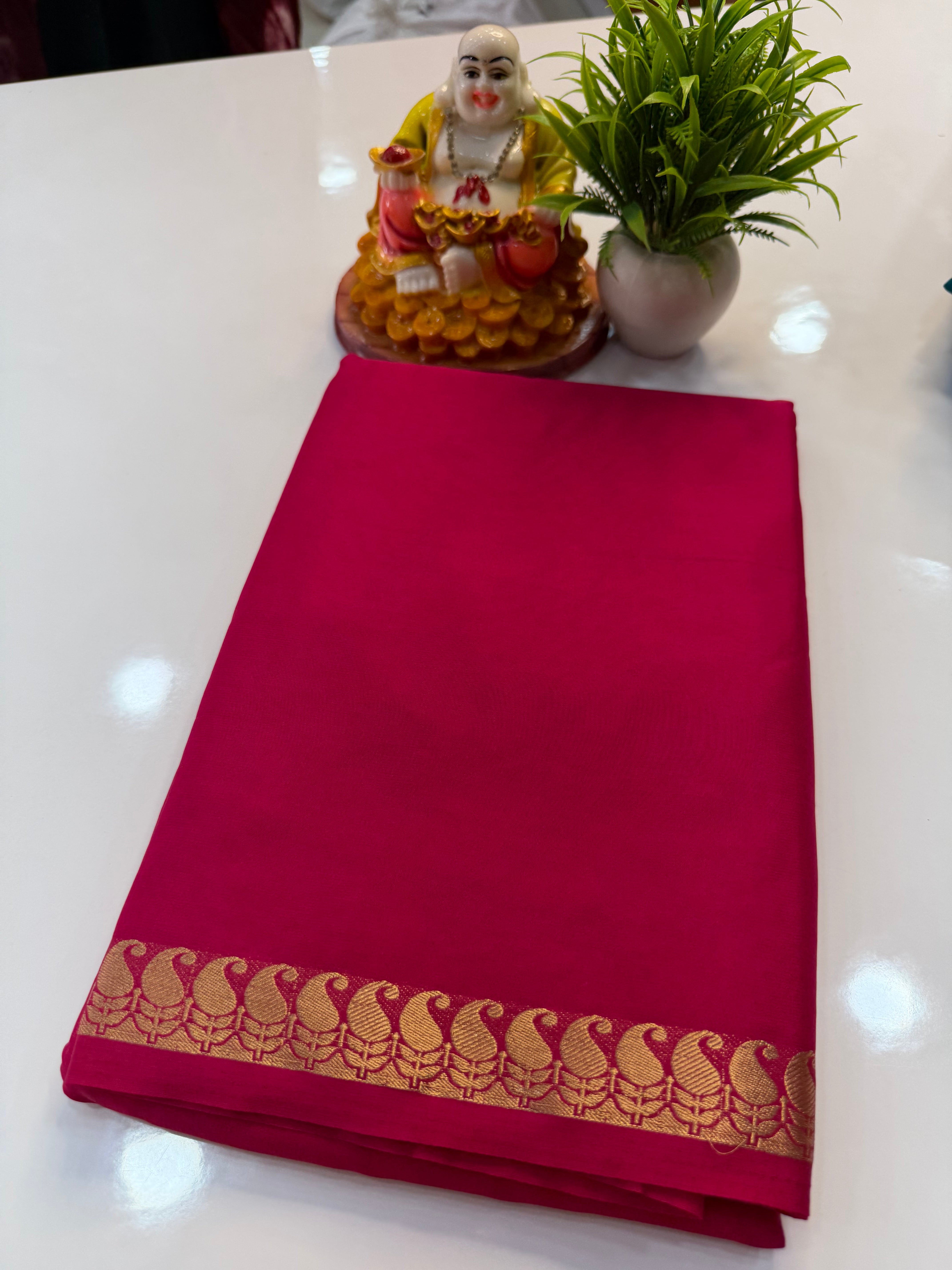Mysore Crepe Silk Saree with Mango Border