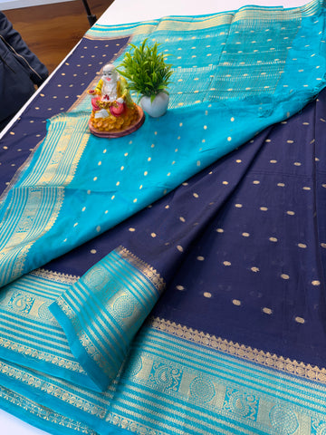 Mysore Crepe Silk Saree with Elegant Buttas & Rich Pallu