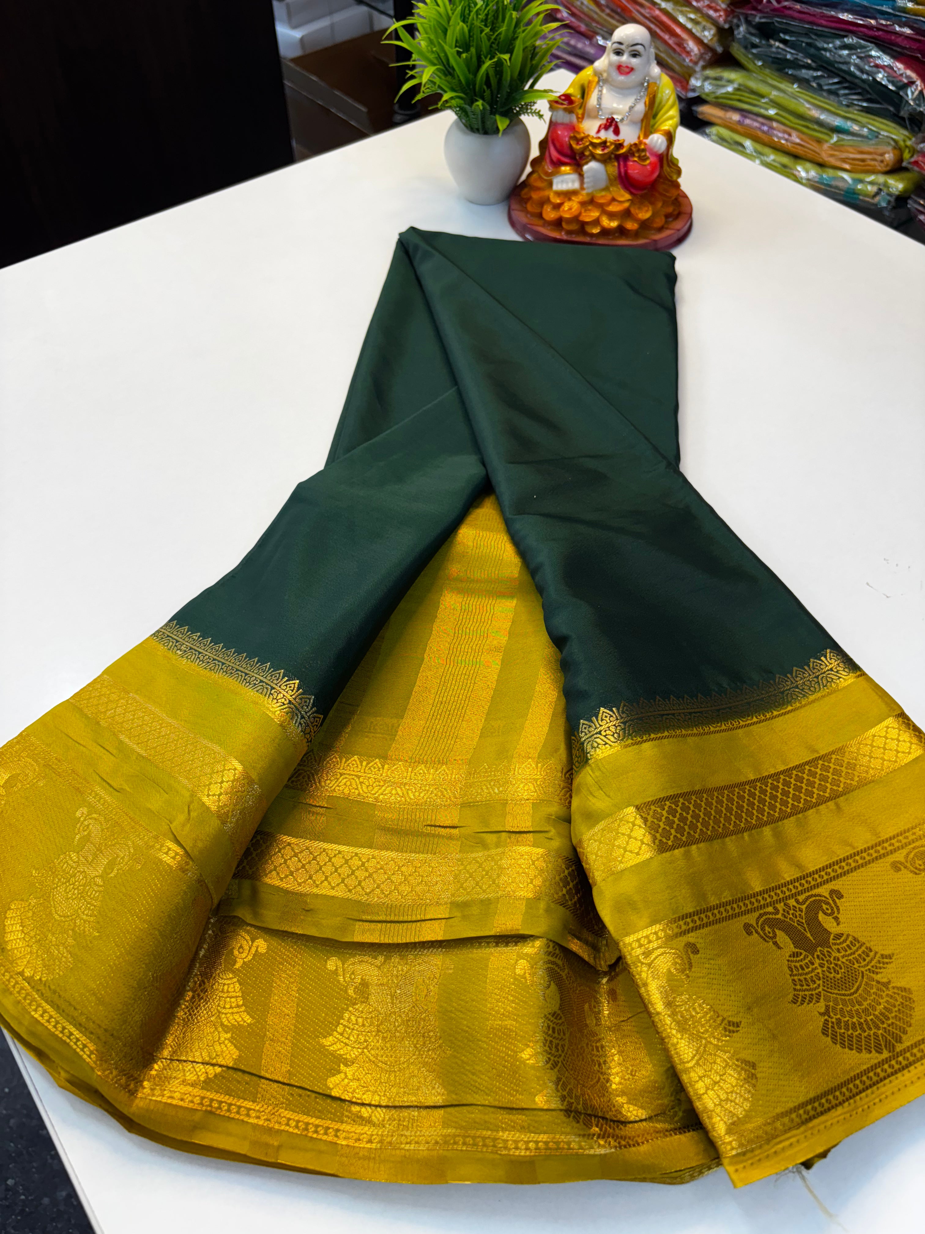 Elegant Mysore Crepe Silk Saree with Traditional Garuda Border | Padmavathi Silks and Sarees