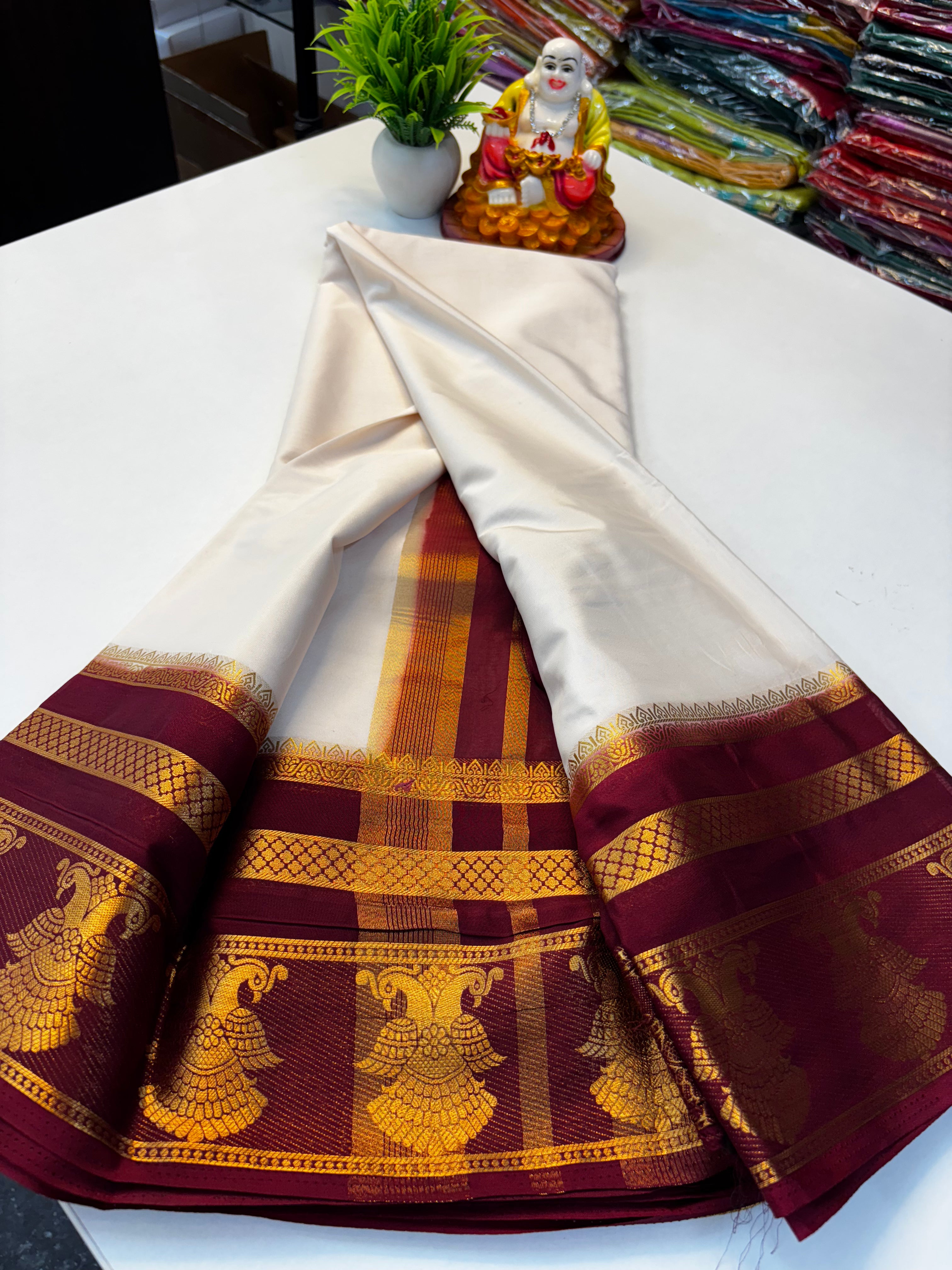 Elegant Mysore Crepe Silk Saree with Traditional Garuda Border | Padmavathi Silks and Sarees