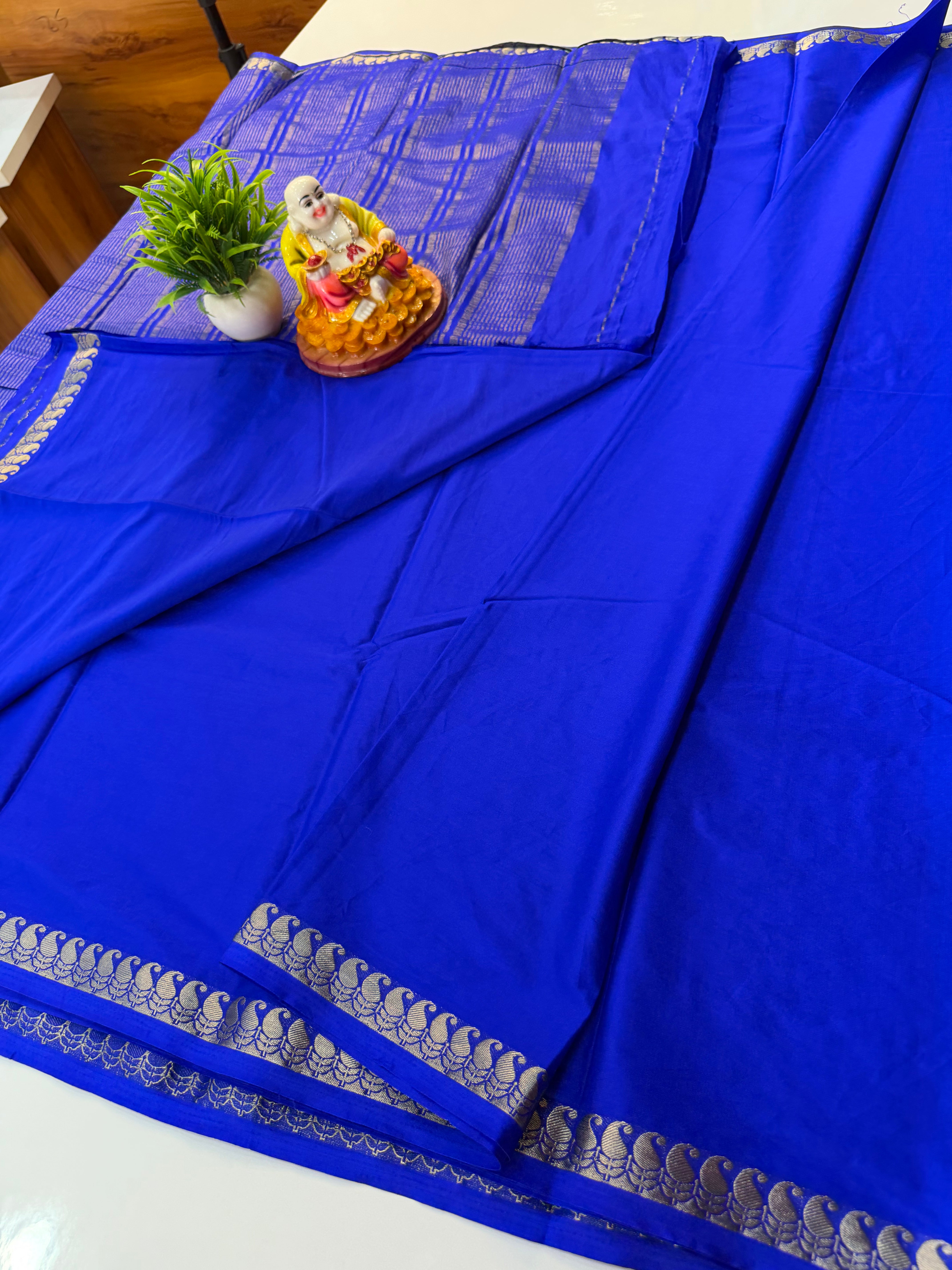 Mysore Crepe Silk Saree with Mango Border