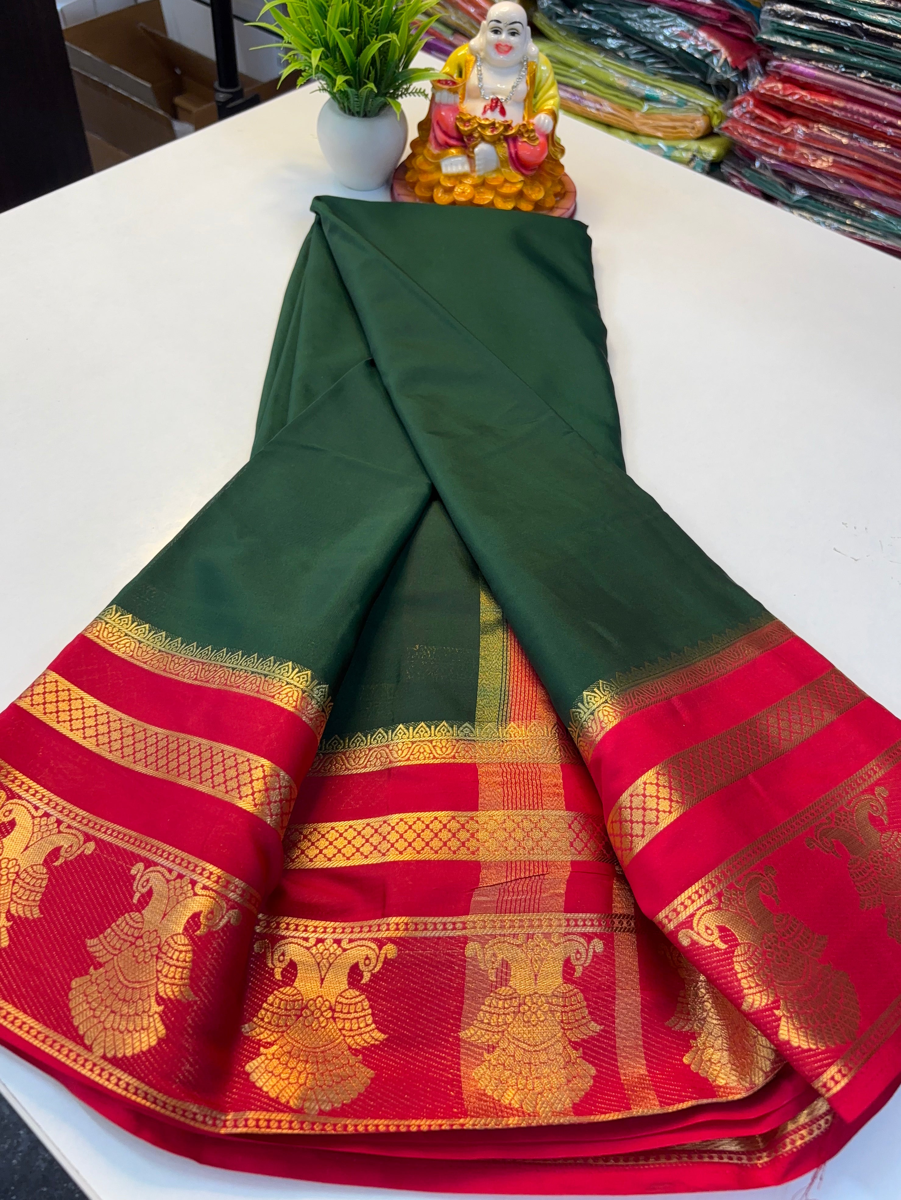 Elegant Mysore Crepe Silk Saree with Traditional Garuda Border | Padmavathi Silks and Sarees