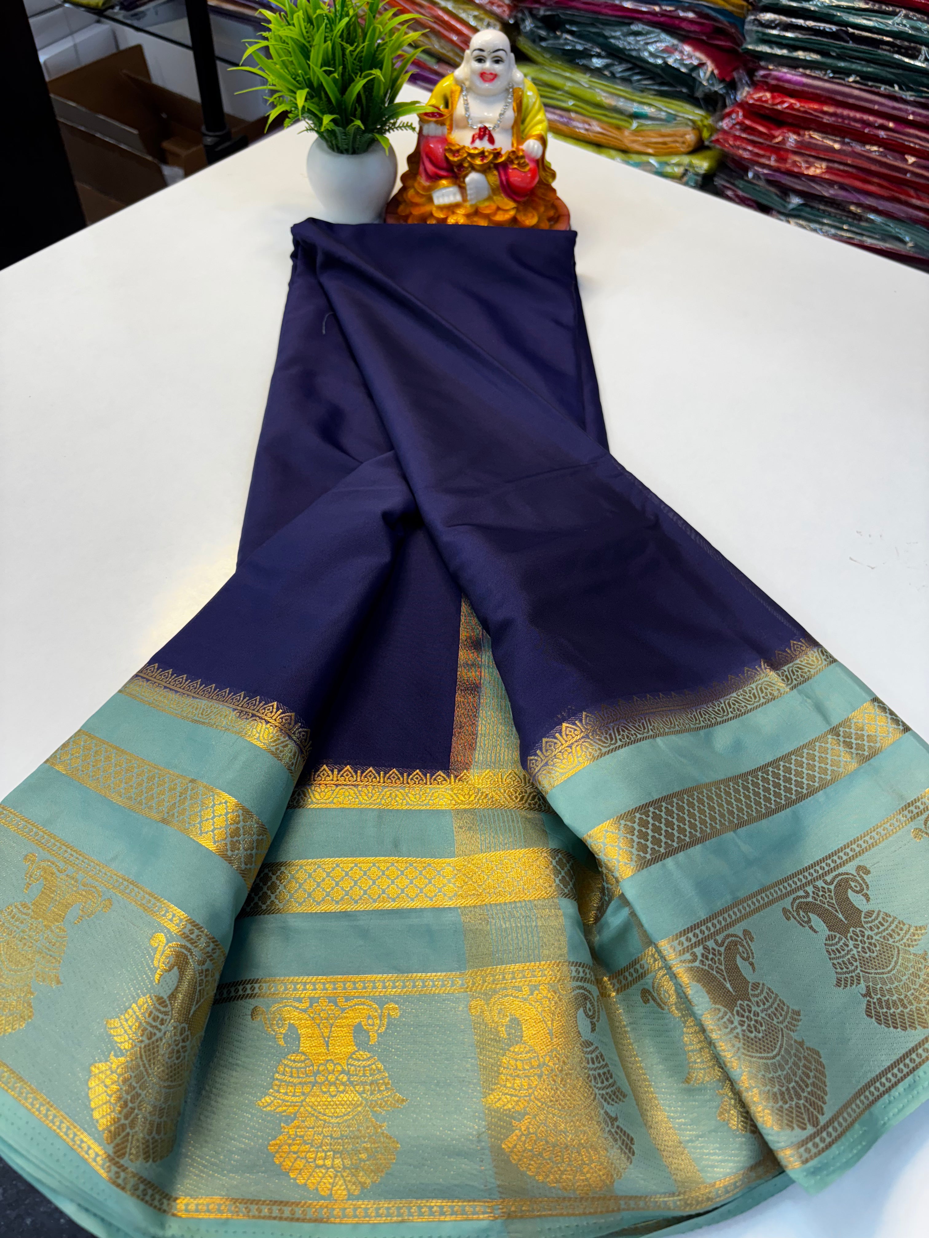 Elegant Mysore Crepe Silk Saree with Traditional Garuda Border | Padmavathi Silks and Sarees