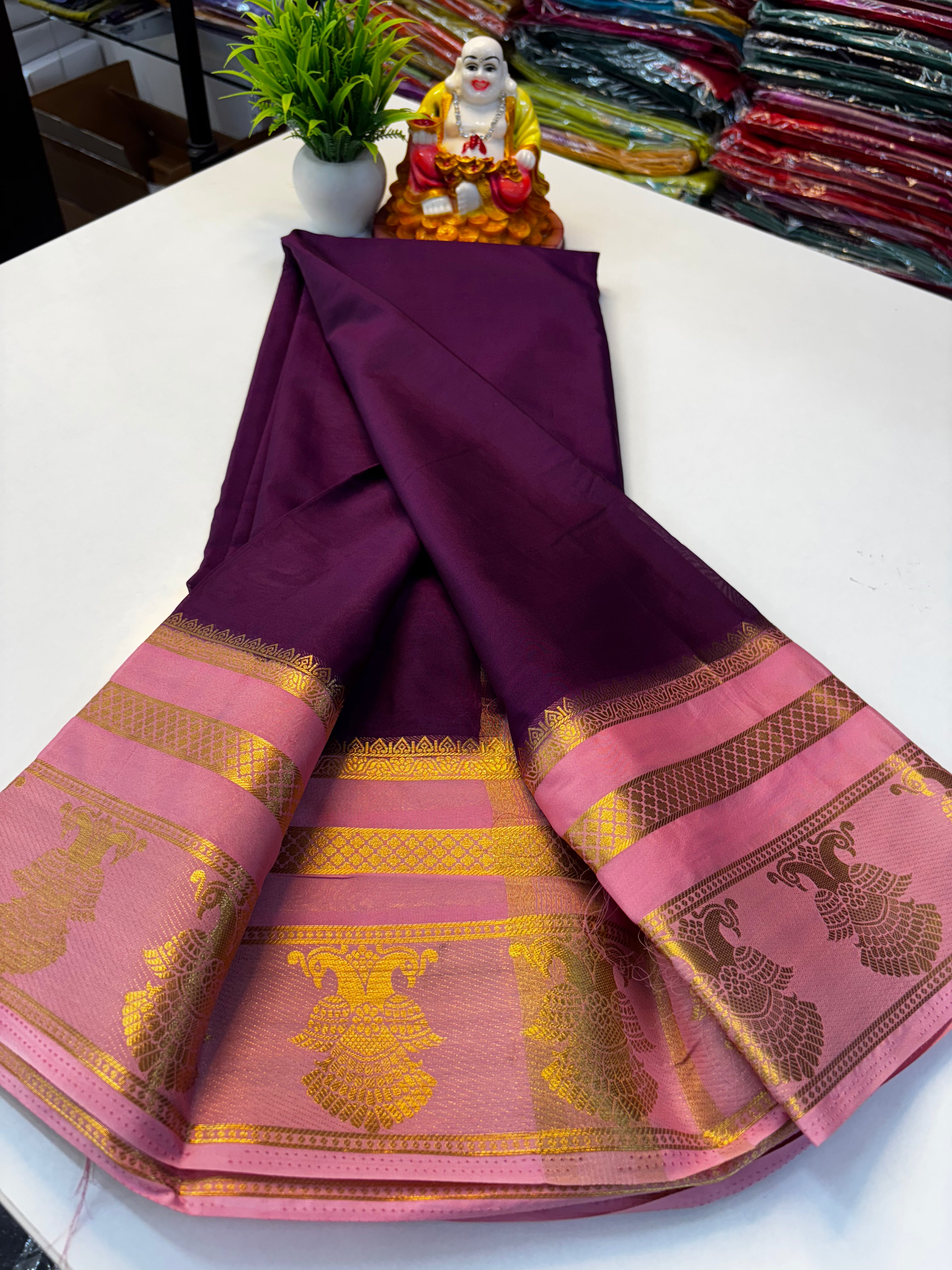 Elegant Mysore Crepe Silk Saree with Traditional Garuda Border | Padmavathi Silks and Sarees