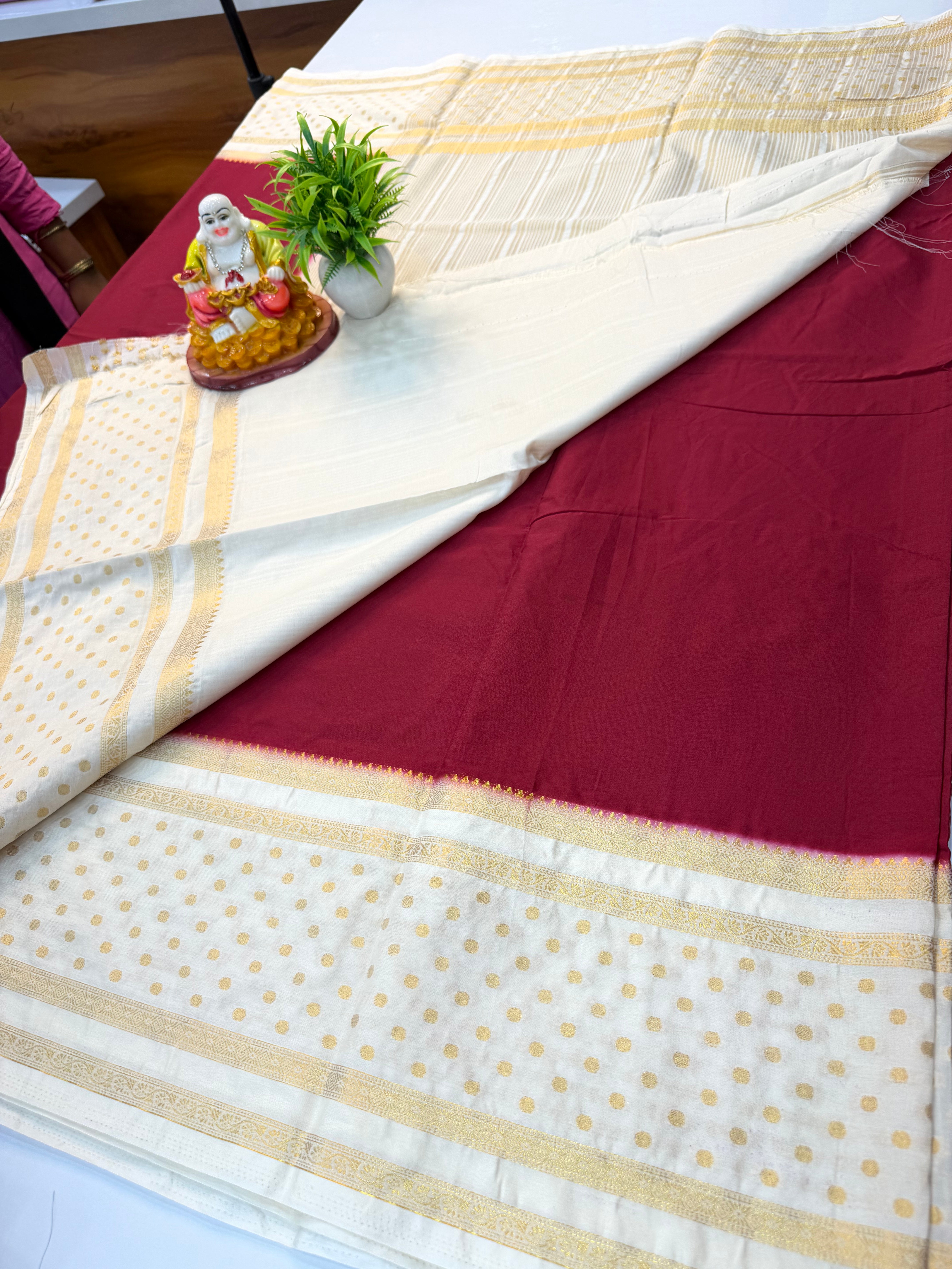 Beautiful Bindhi Border Saree with Rich Pallu – Elegance in Every Drape