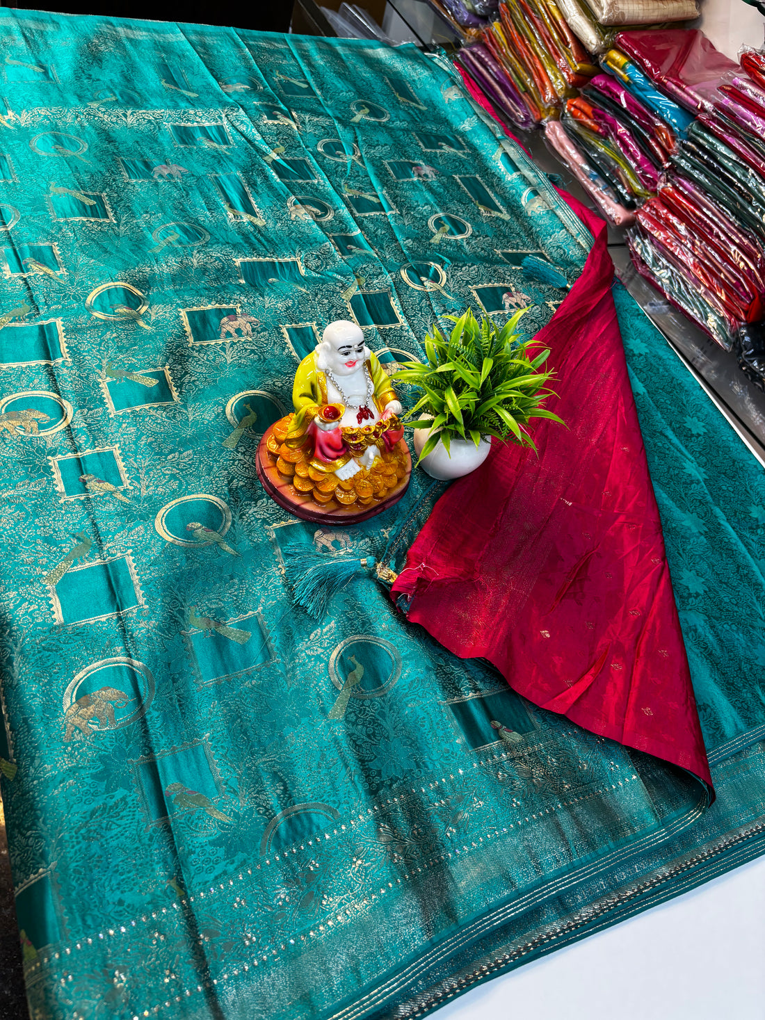 Premium Silk Saree with Zari Weaving & Parrot Design Border – Padmavathi Silks and Sarees