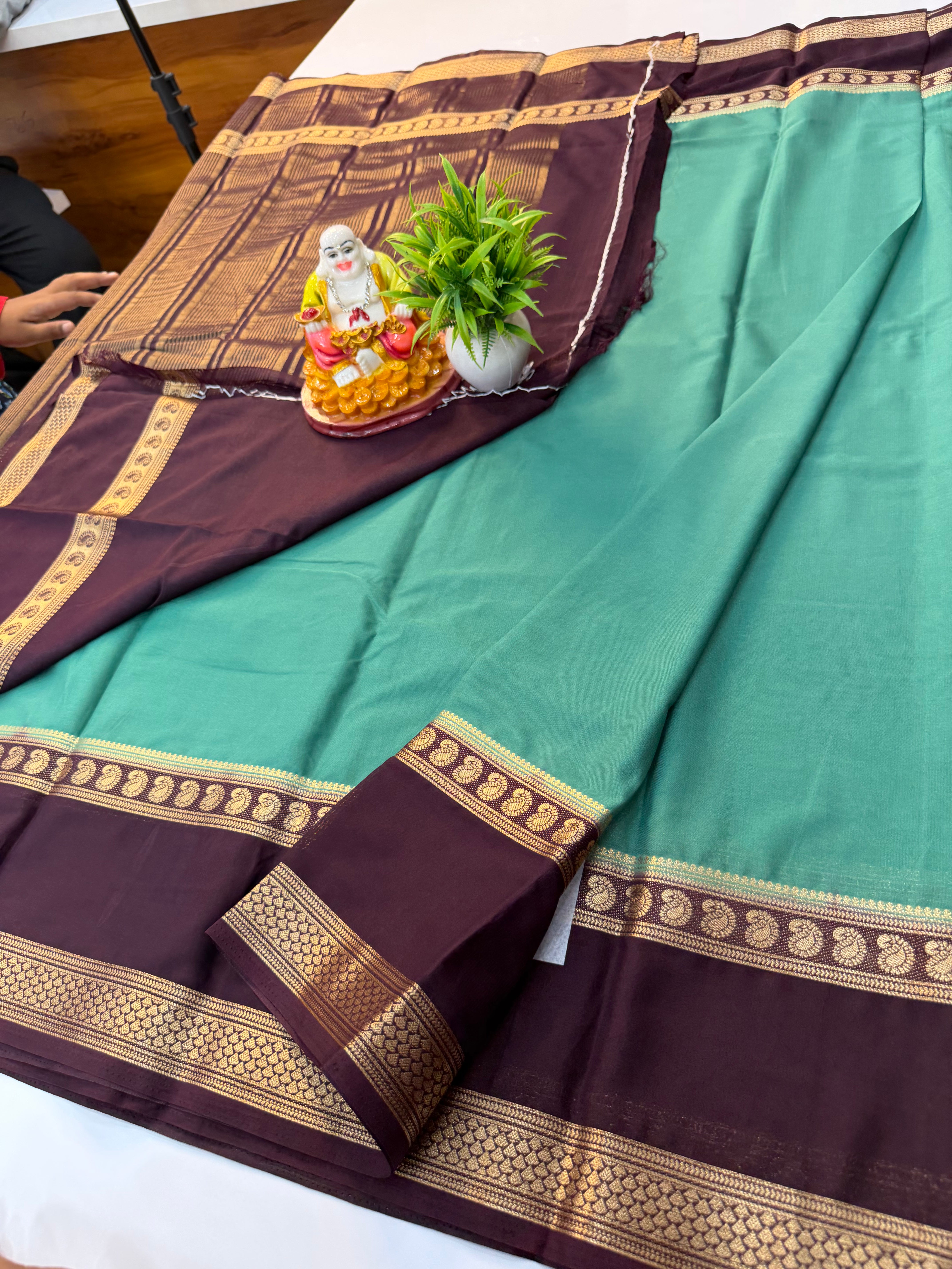 Mysore Crepe Silk Saree with Mango Bentex Border