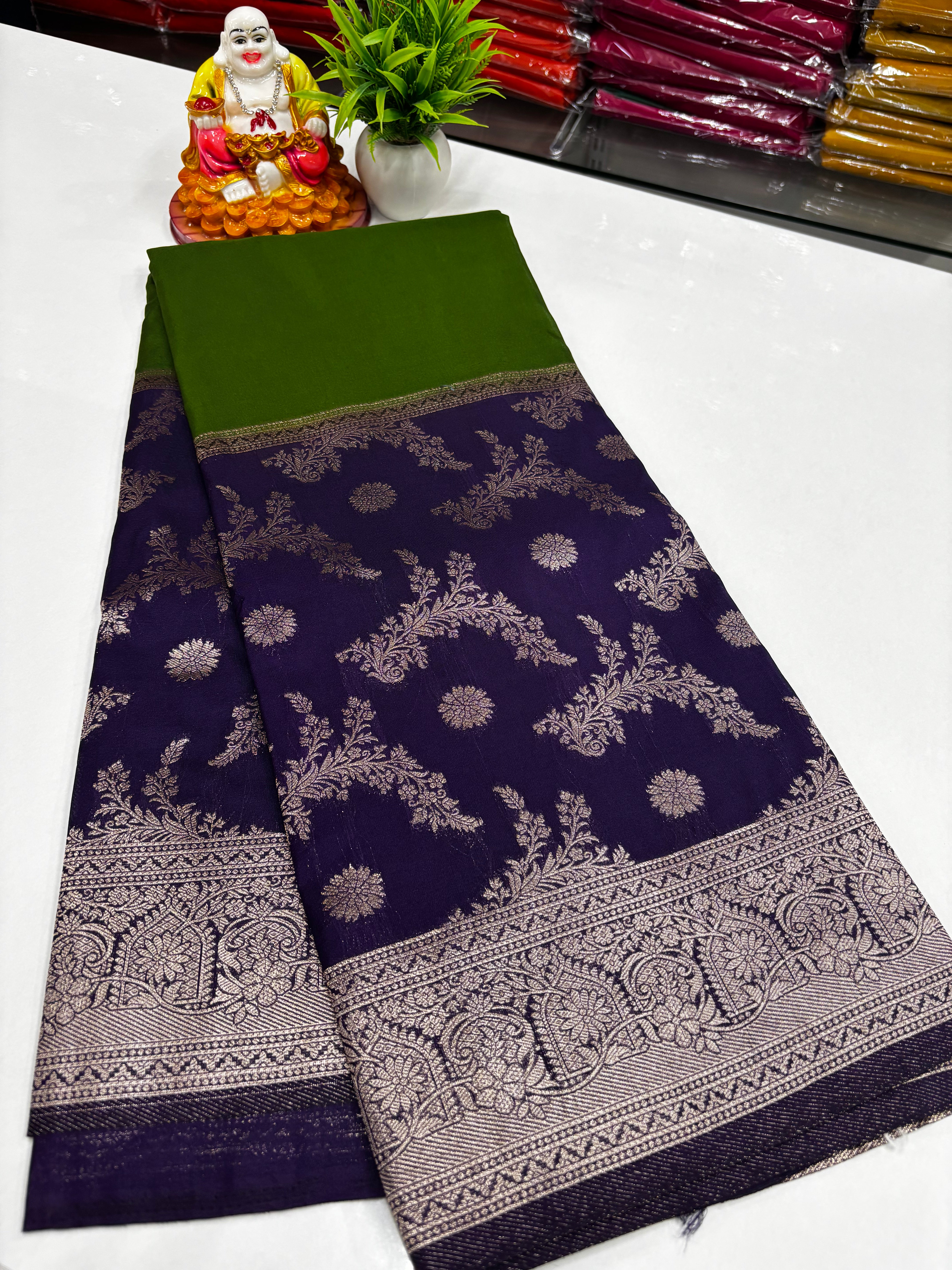 Georgette Saree with Half-and-Half Concept & Rich Pallu ✨