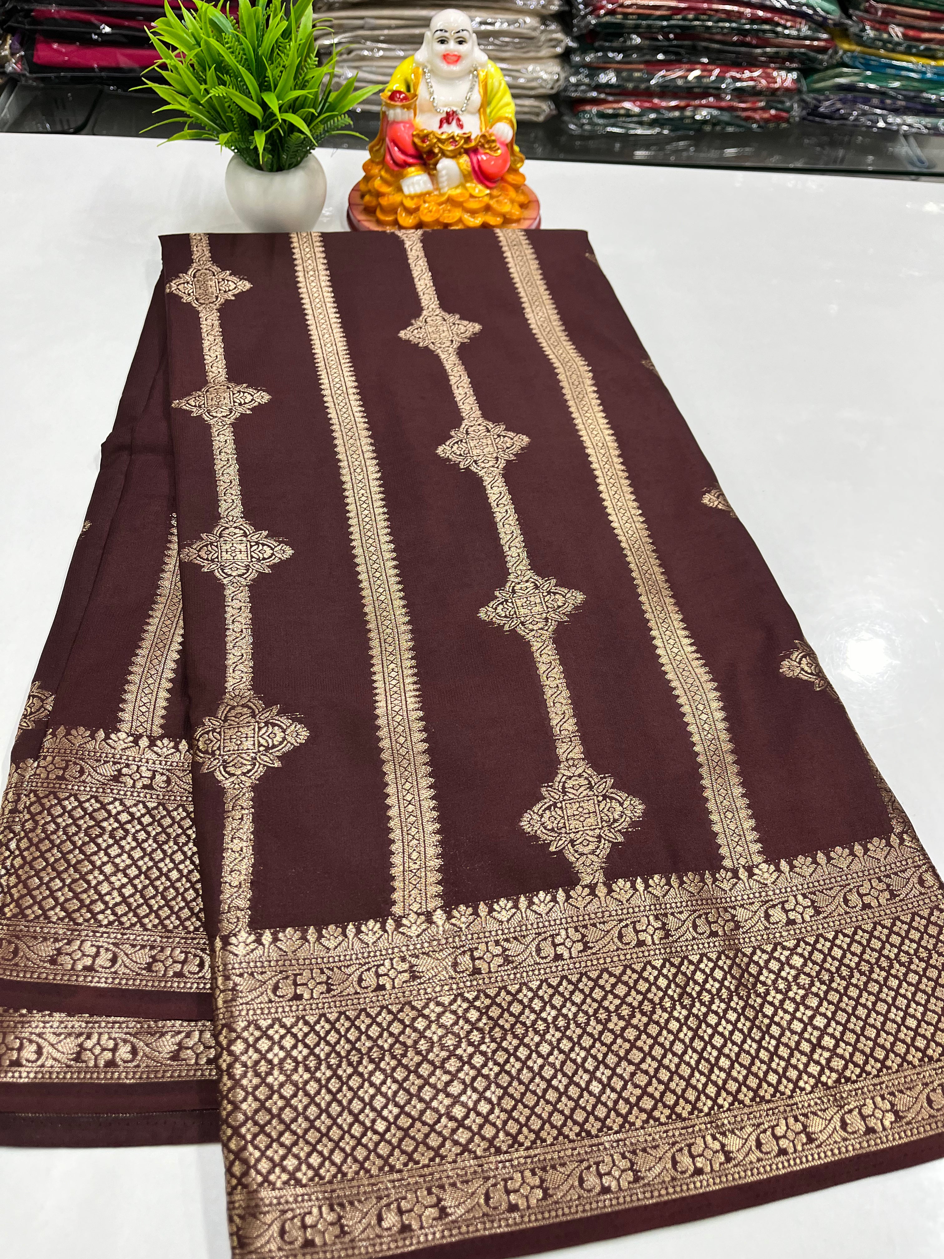 ✨ Semi Crepe Saree with Rich Pallu – By Padmavathi Silks and Sarees ✨