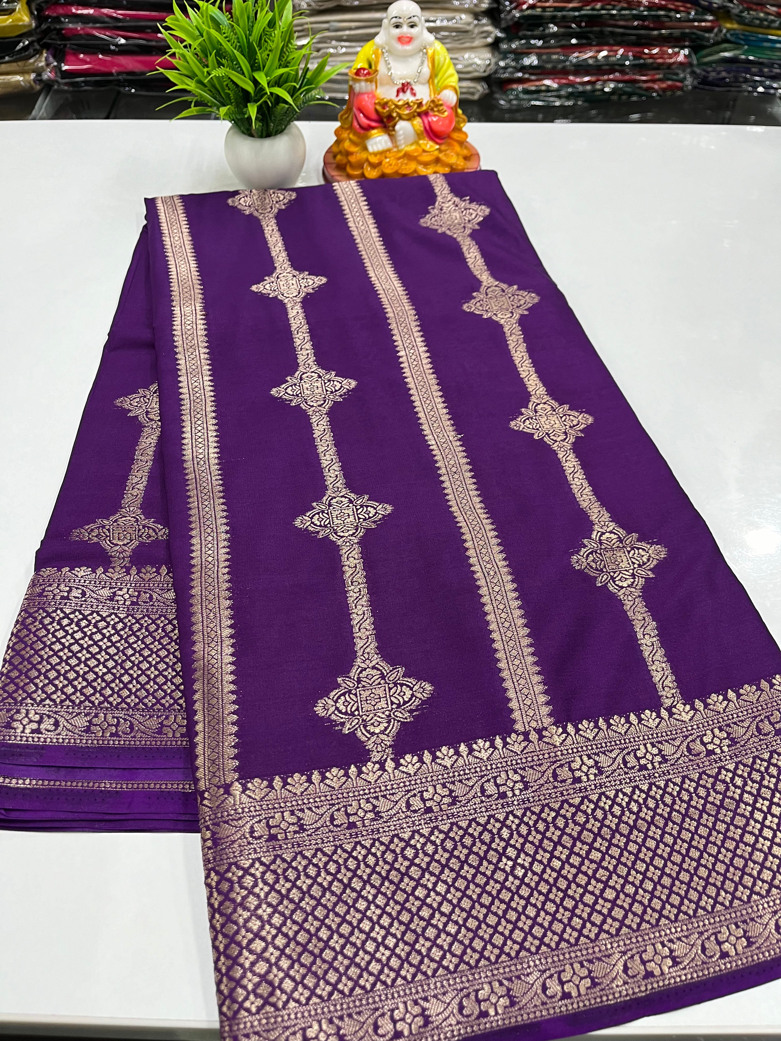 ✨ Semi Crepe Saree with Rich Pallu – By Padmavathi Silks and Sarees ✨