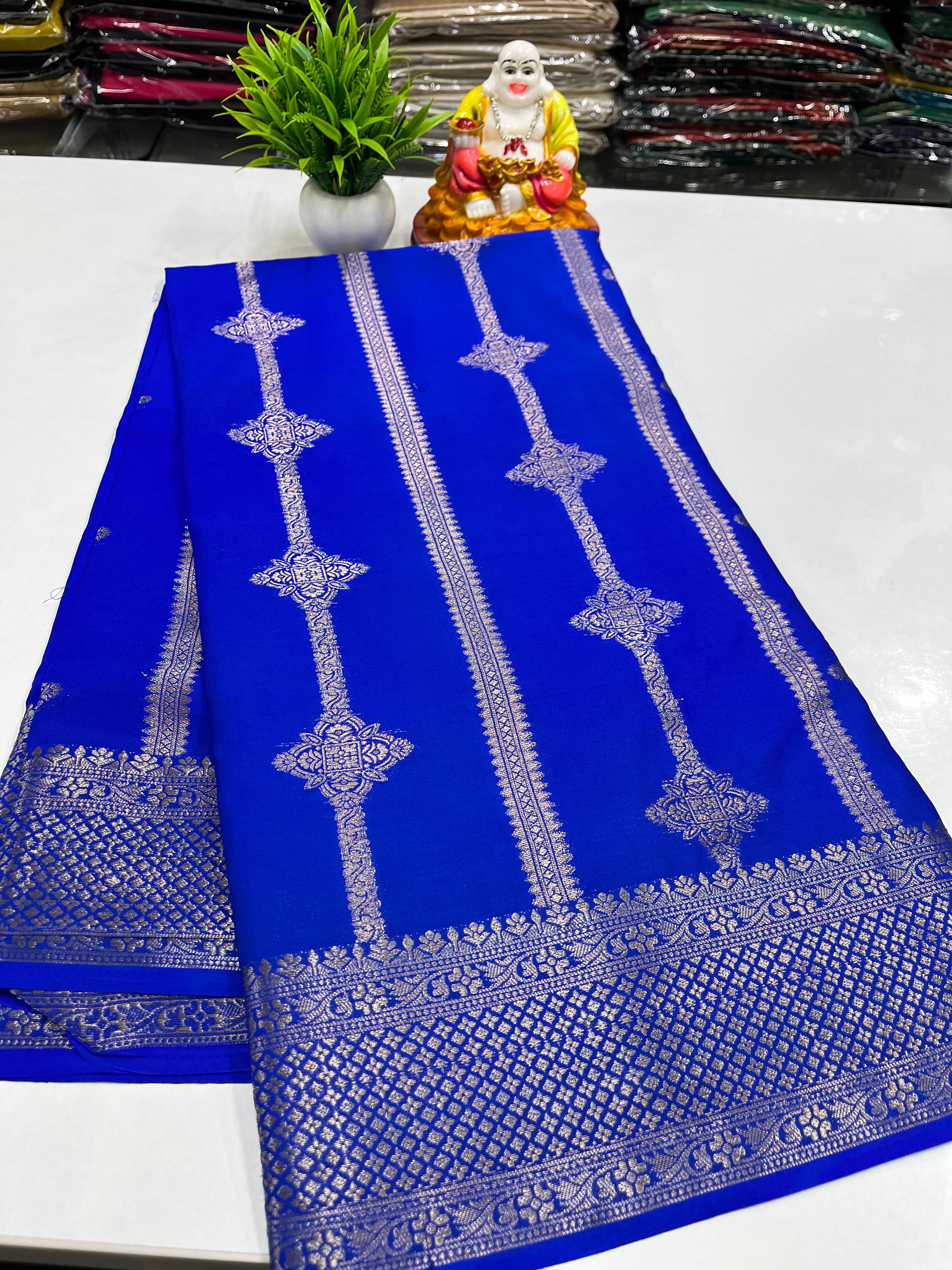 ✨ Semi Crepe Saree with Rich Pallu – By Padmavathi Silks and Sarees ✨