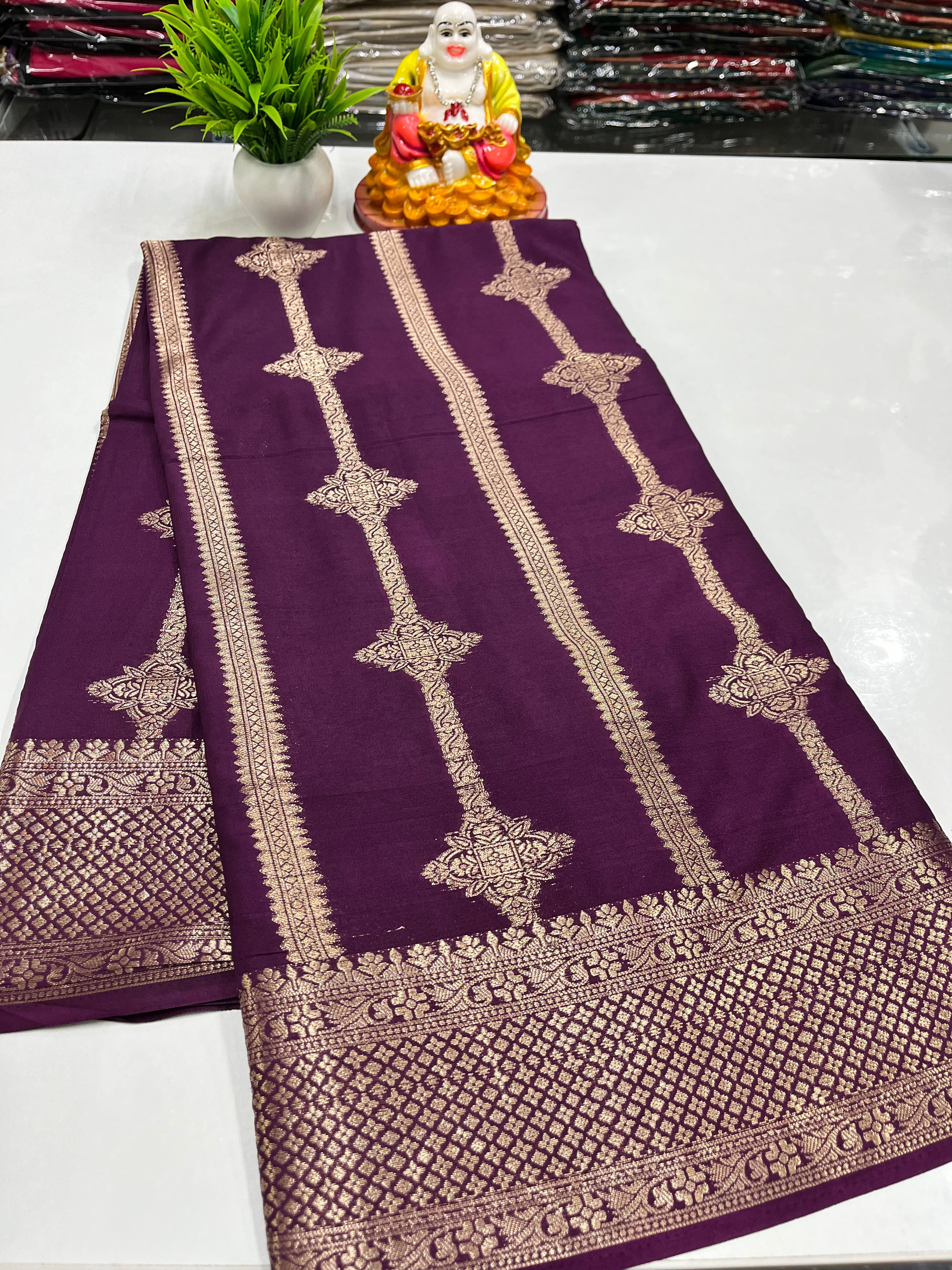 ✨ Semi Crepe Saree with Rich Pallu – By Padmavathi Silks and Sarees ✨