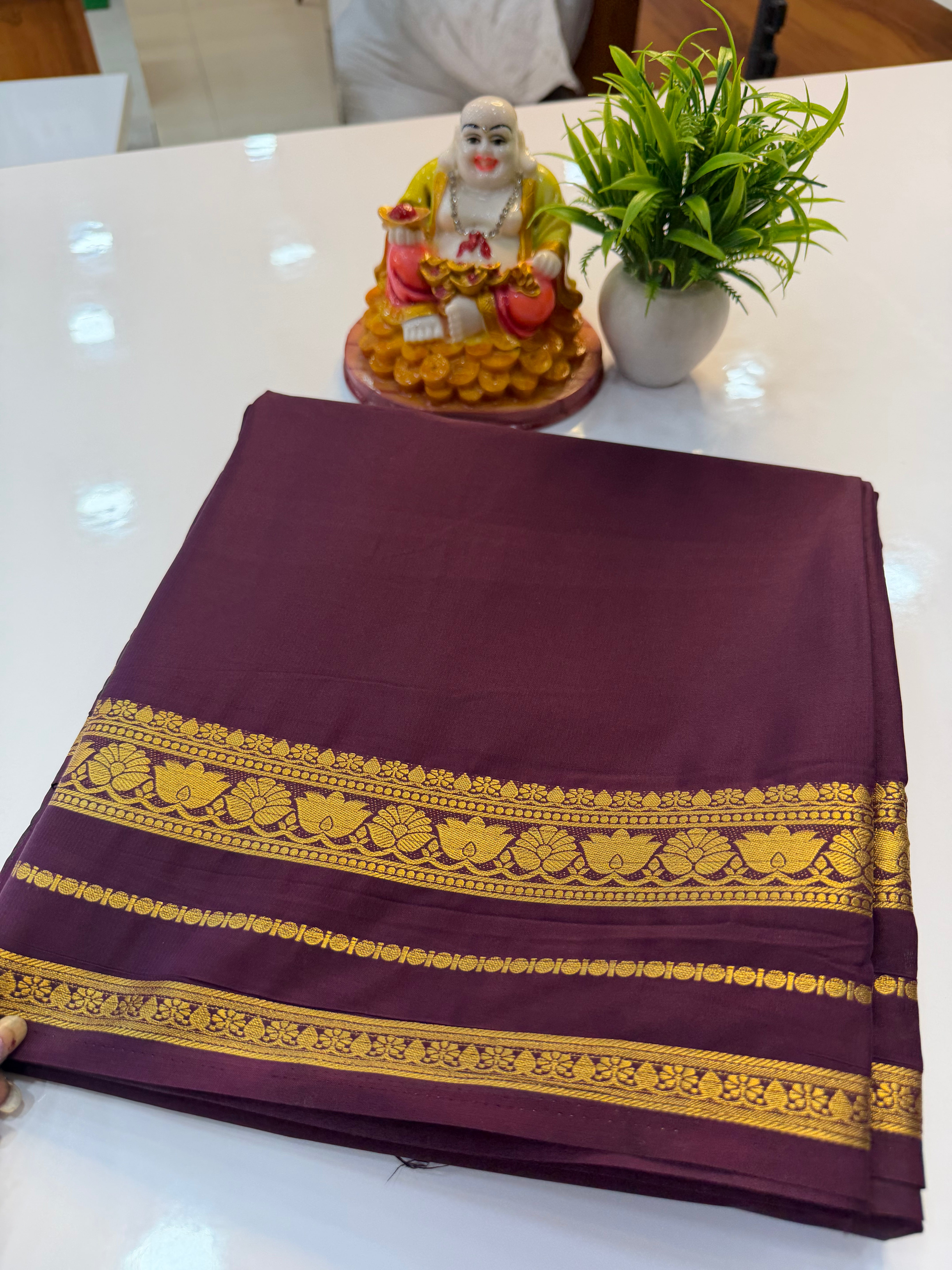 Beautiful Lotus Border Saree with Chit Pallu | Padmavathi Silks and Sarees