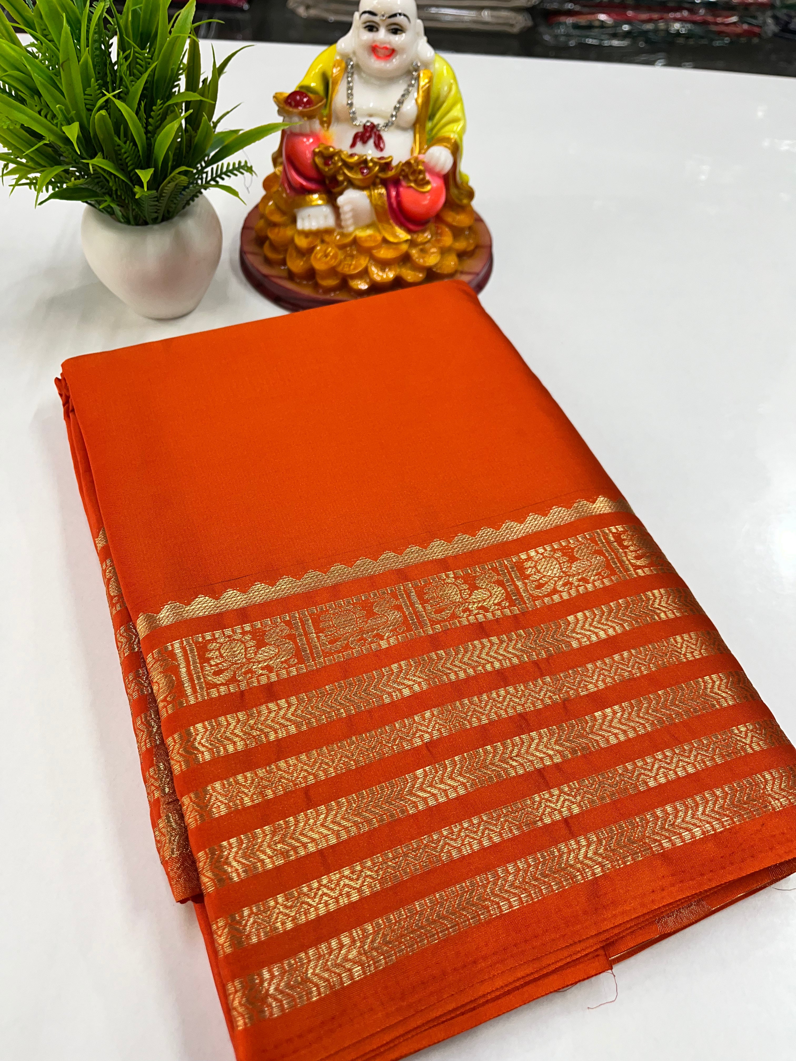Semi Crepe Saree with Small Beautiful Peacock Border