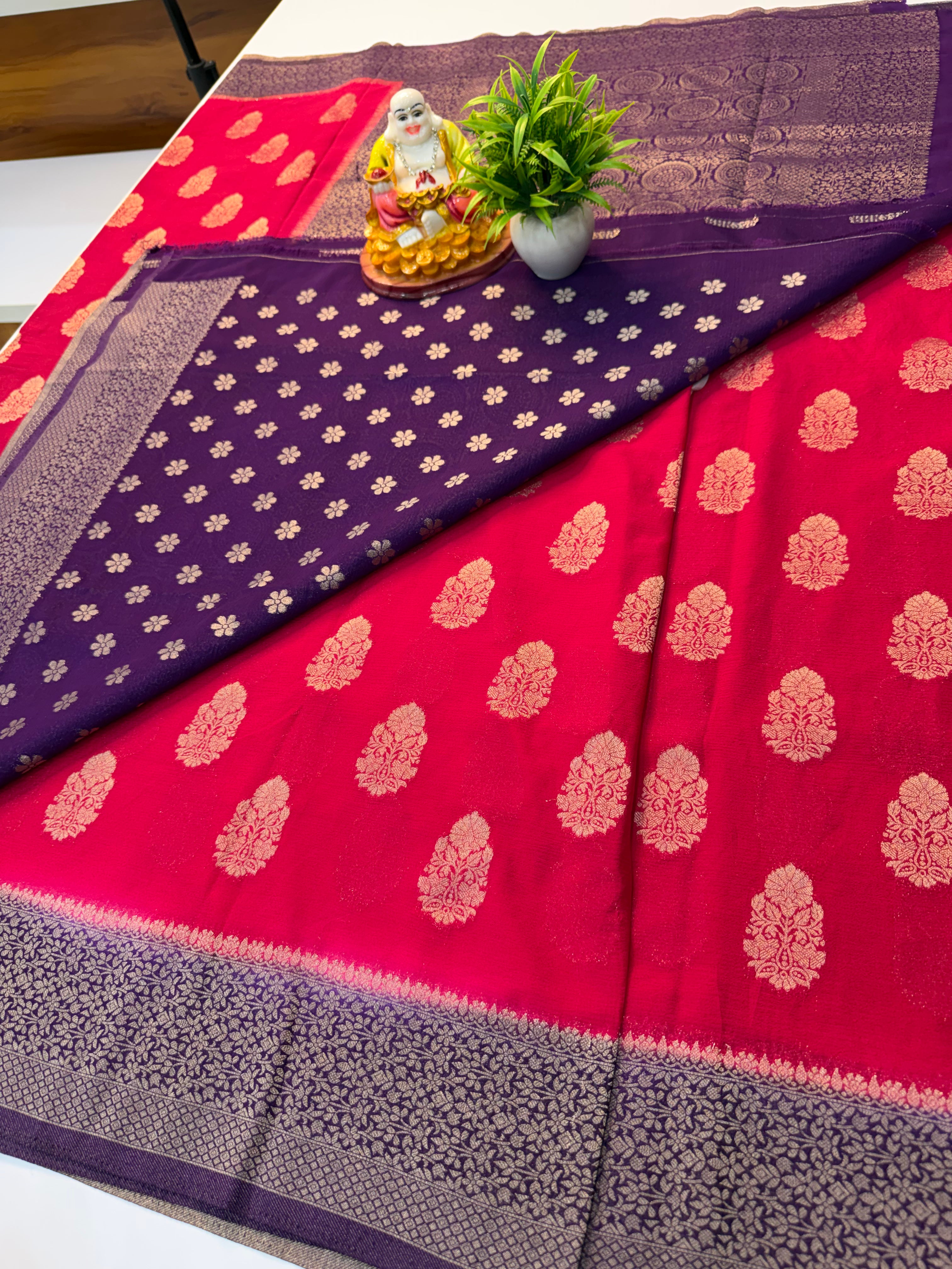 Premium Chiffon Saree with Buttas, Rich Pallu & Butta Blouse