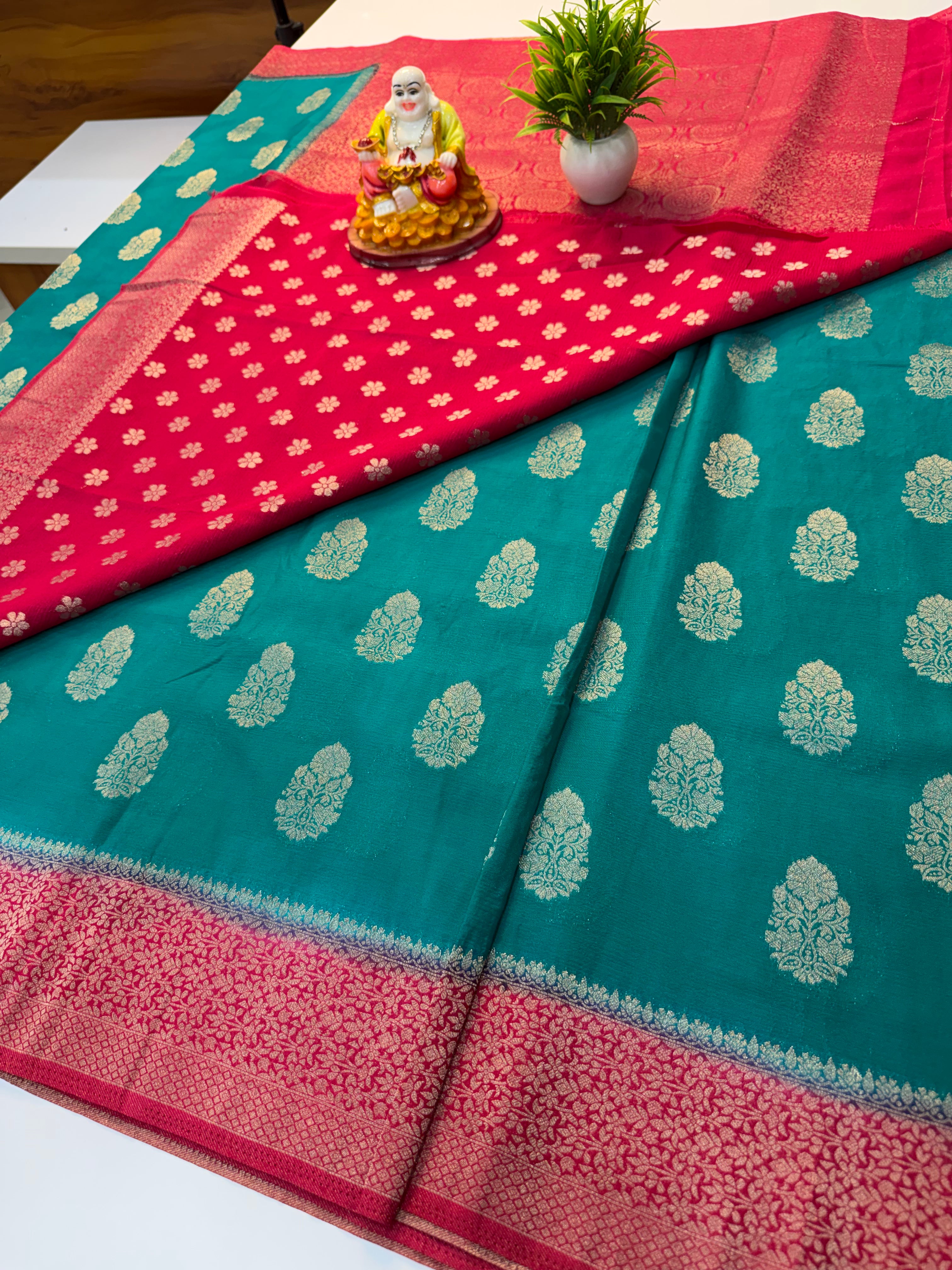 Premium Chiffon Saree with Buttas, Rich Pallu & Butta Blouse