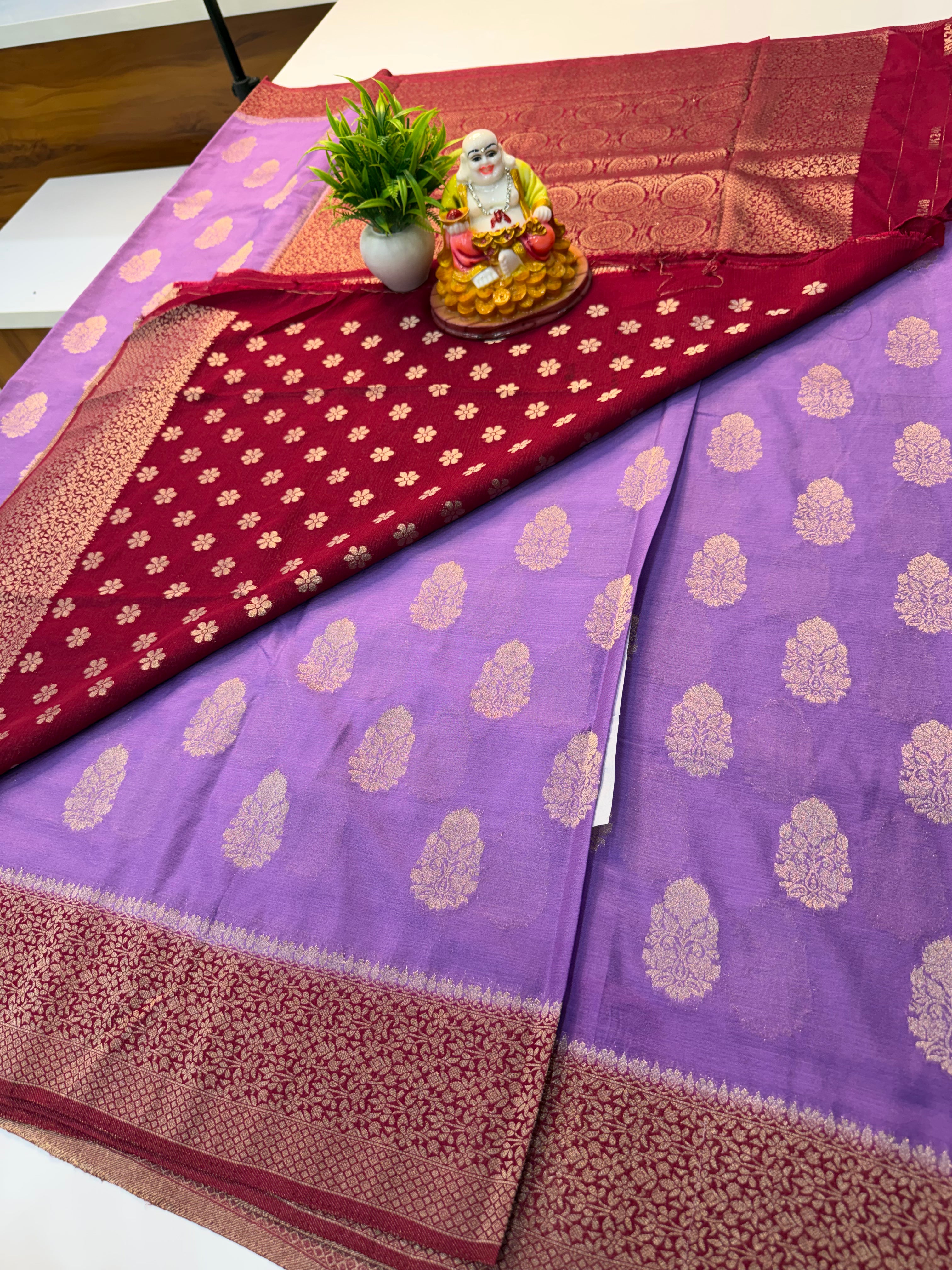 Premium Chiffon Saree with Buttas, Rich Pallu & Butta Blouse