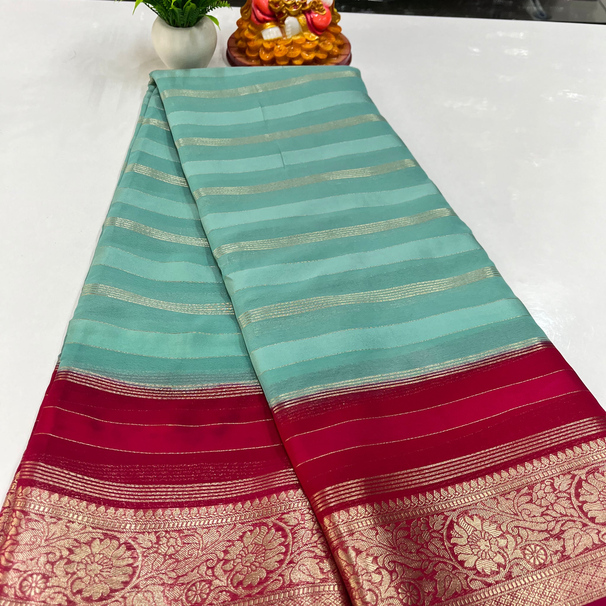 Beautiful Chiffon Saree with Multicolour, Flower Border – Padmavathi Silks & Sarees