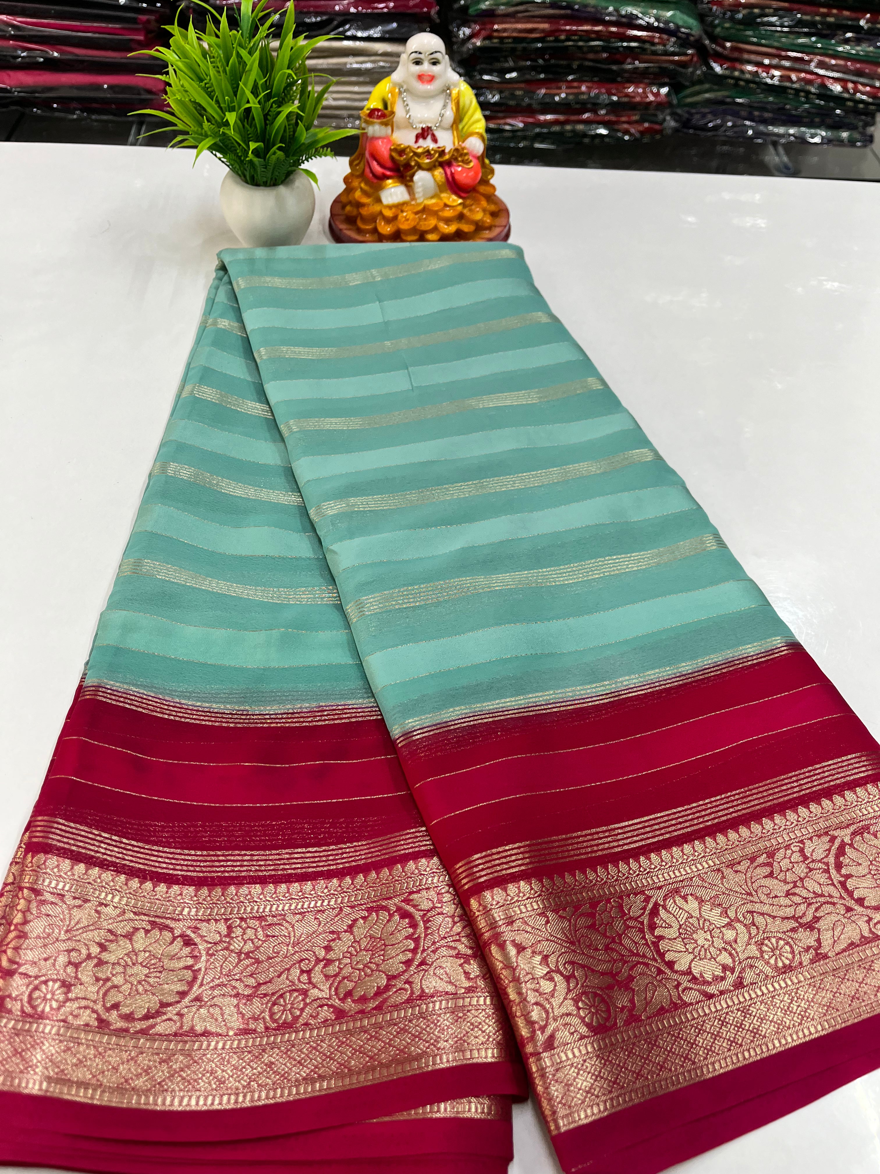 Beautiful Chiffon Saree with Multicolour, Flower Border – Padmavathi Silks & Sarees