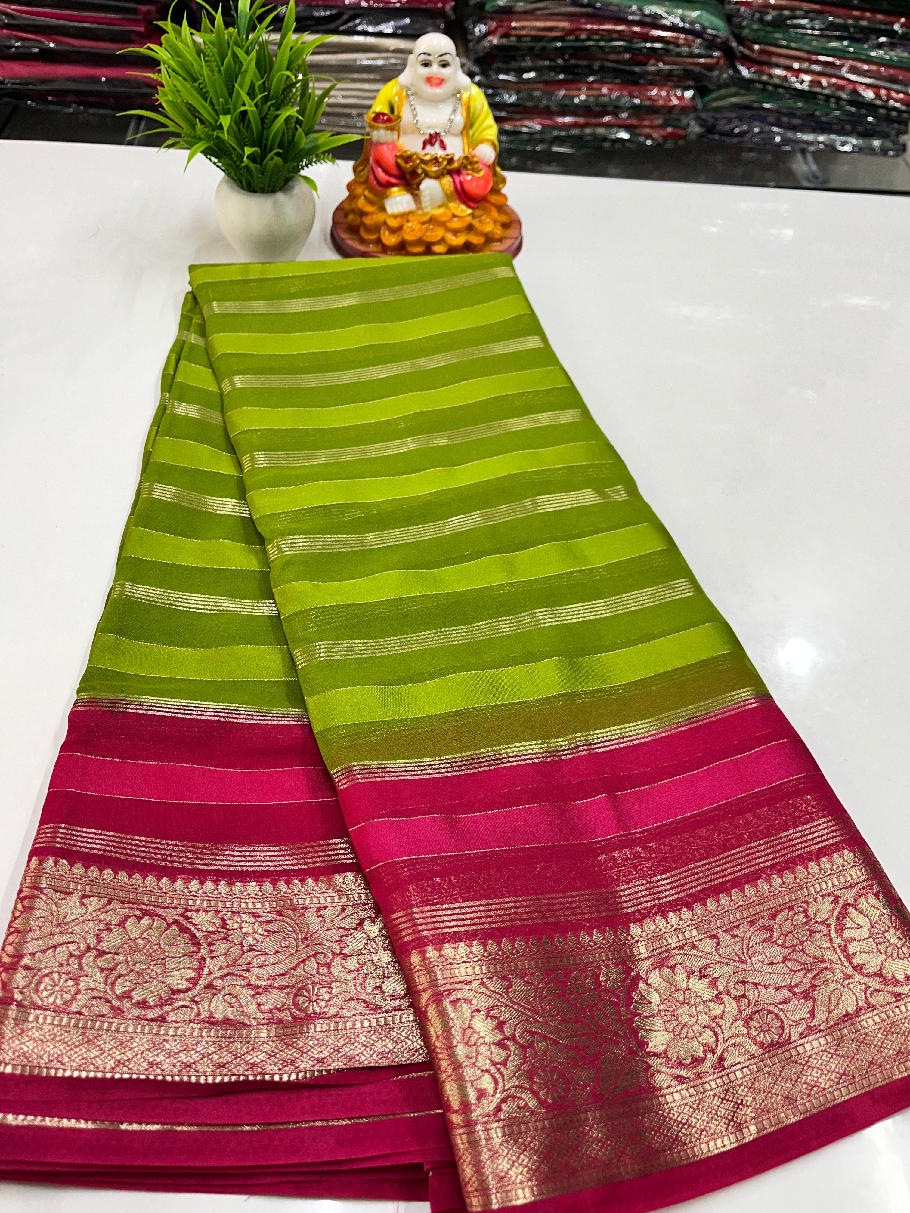 Beautiful Chiffon Saree with Multicolour, Flower Border – Padmavathi Silks & Sarees