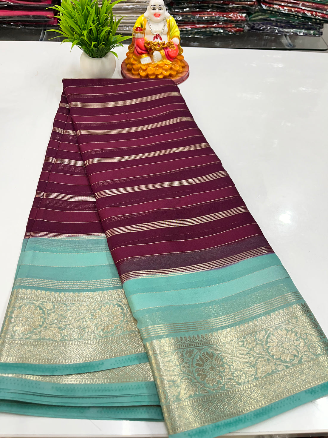 Beautiful Chiffon Saree with Multicolour, Flower Border – Padmavathi Silks & Sarees