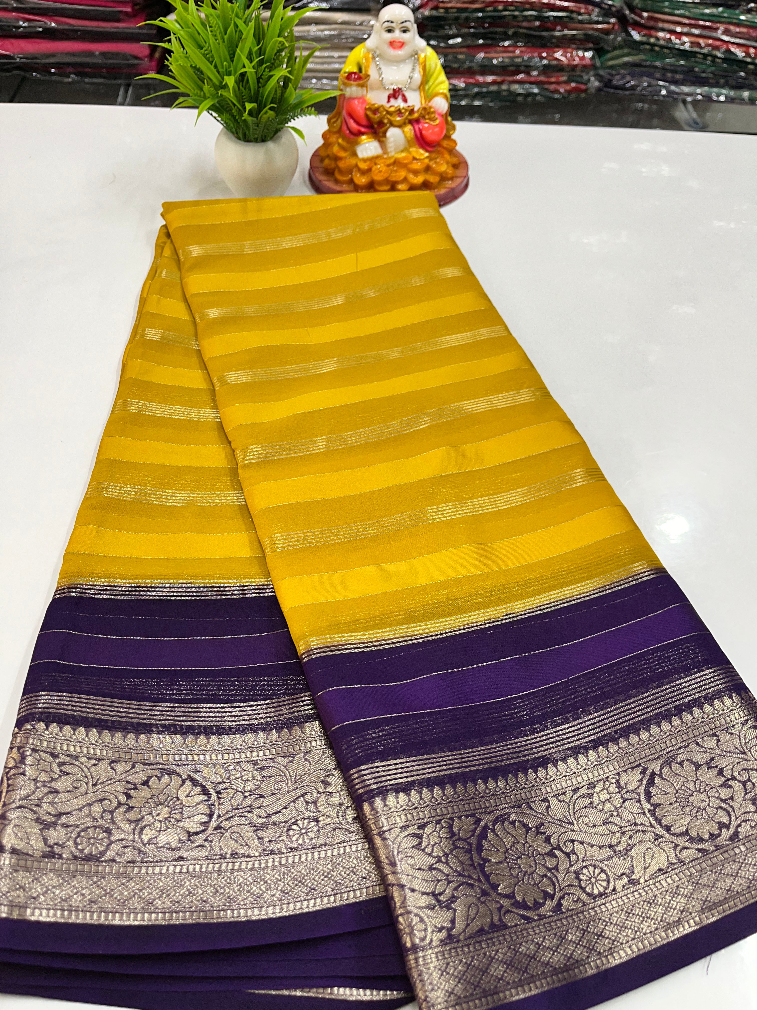 Beautiful Chiffon Saree with Multicolour, Flower Border – Padmavathi Silks & Sarees