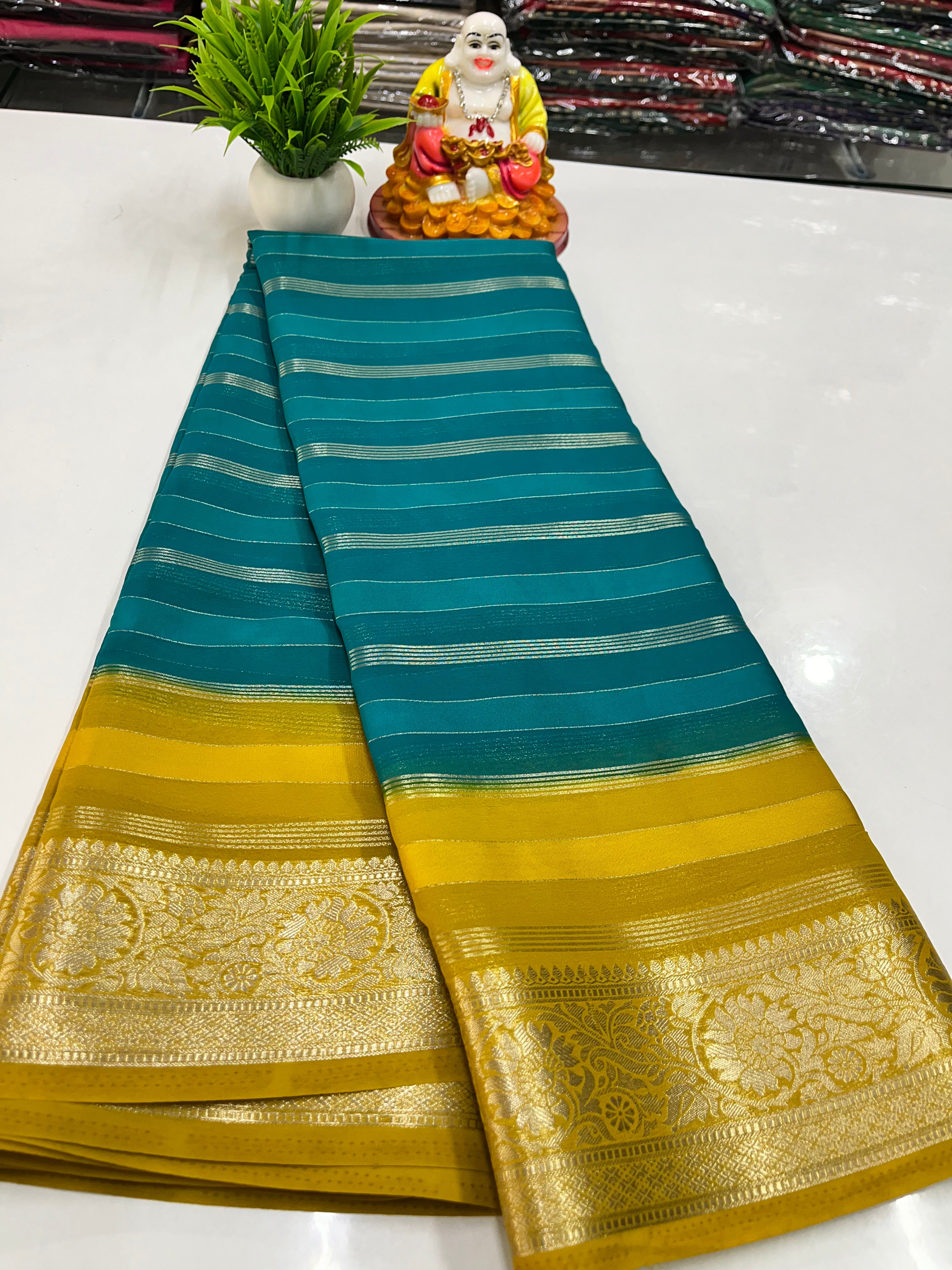 Beautiful Chiffon Saree with Multicolour, Flower Border – Padmavathi Silks & Sarees