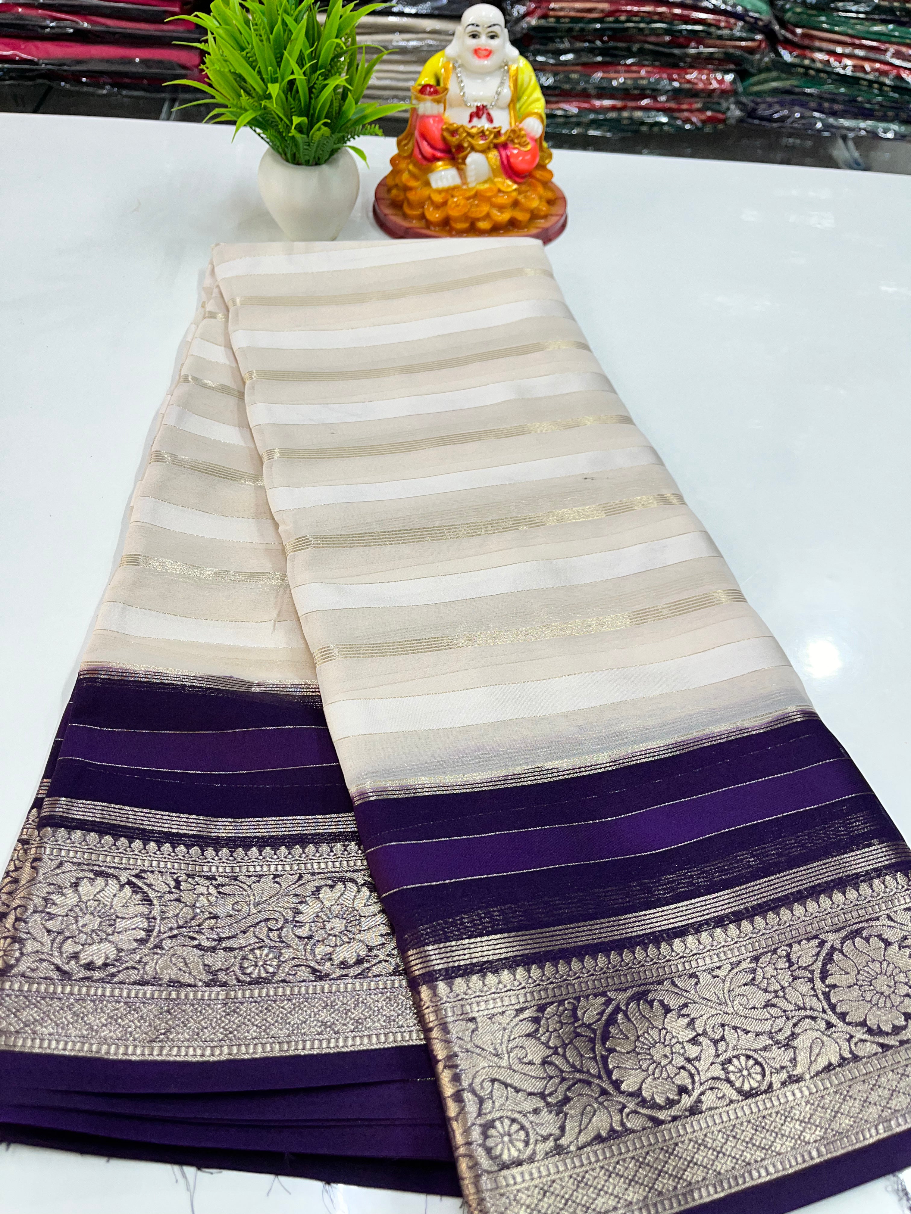 Beautiful Chiffon Saree with Multicolour, Flower Border – Padmavathi Silks & Sarees