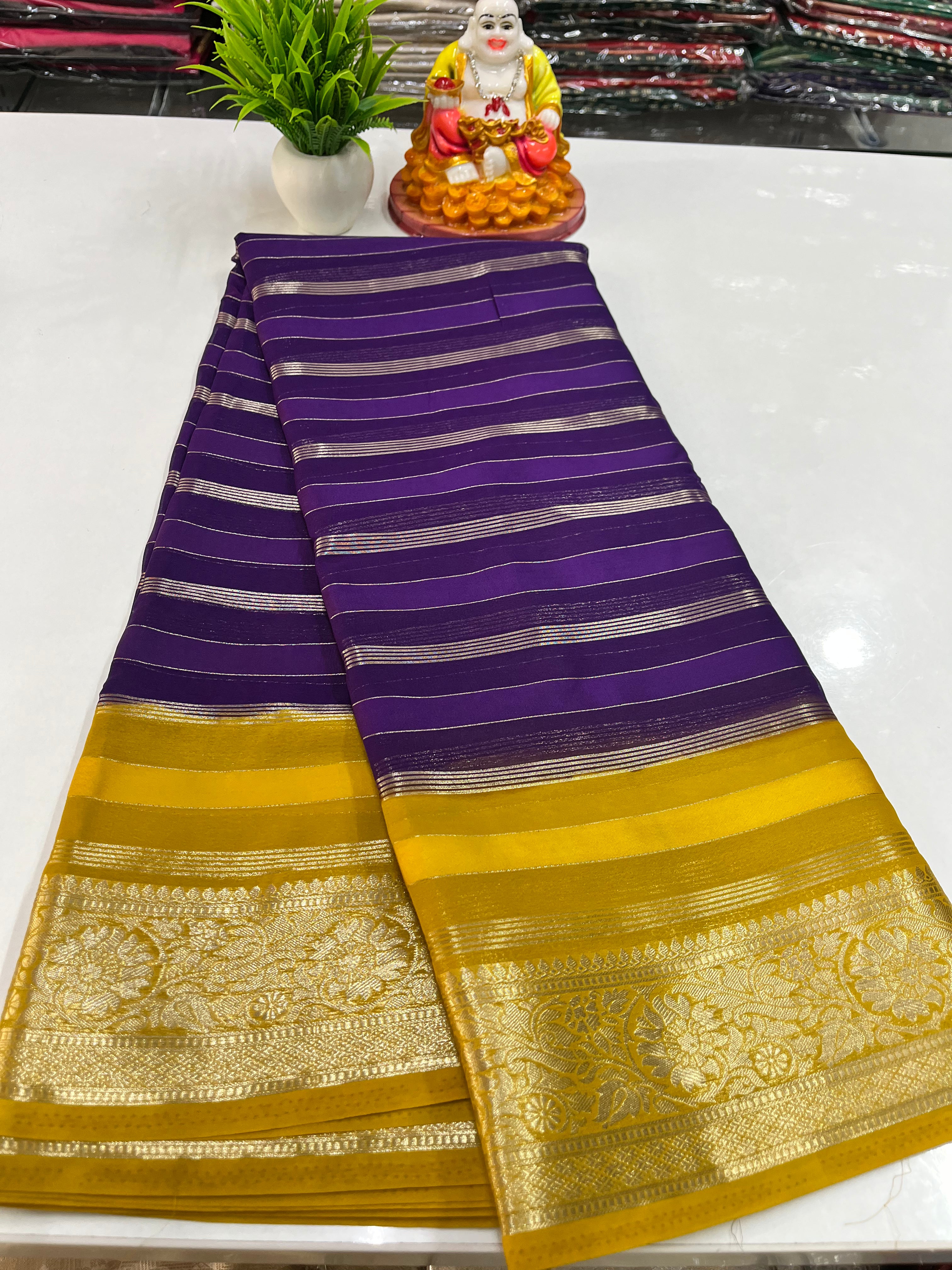 Beautiful Chiffon Saree with Multicolour, Flower Border – Padmavathi Silks & Sarees