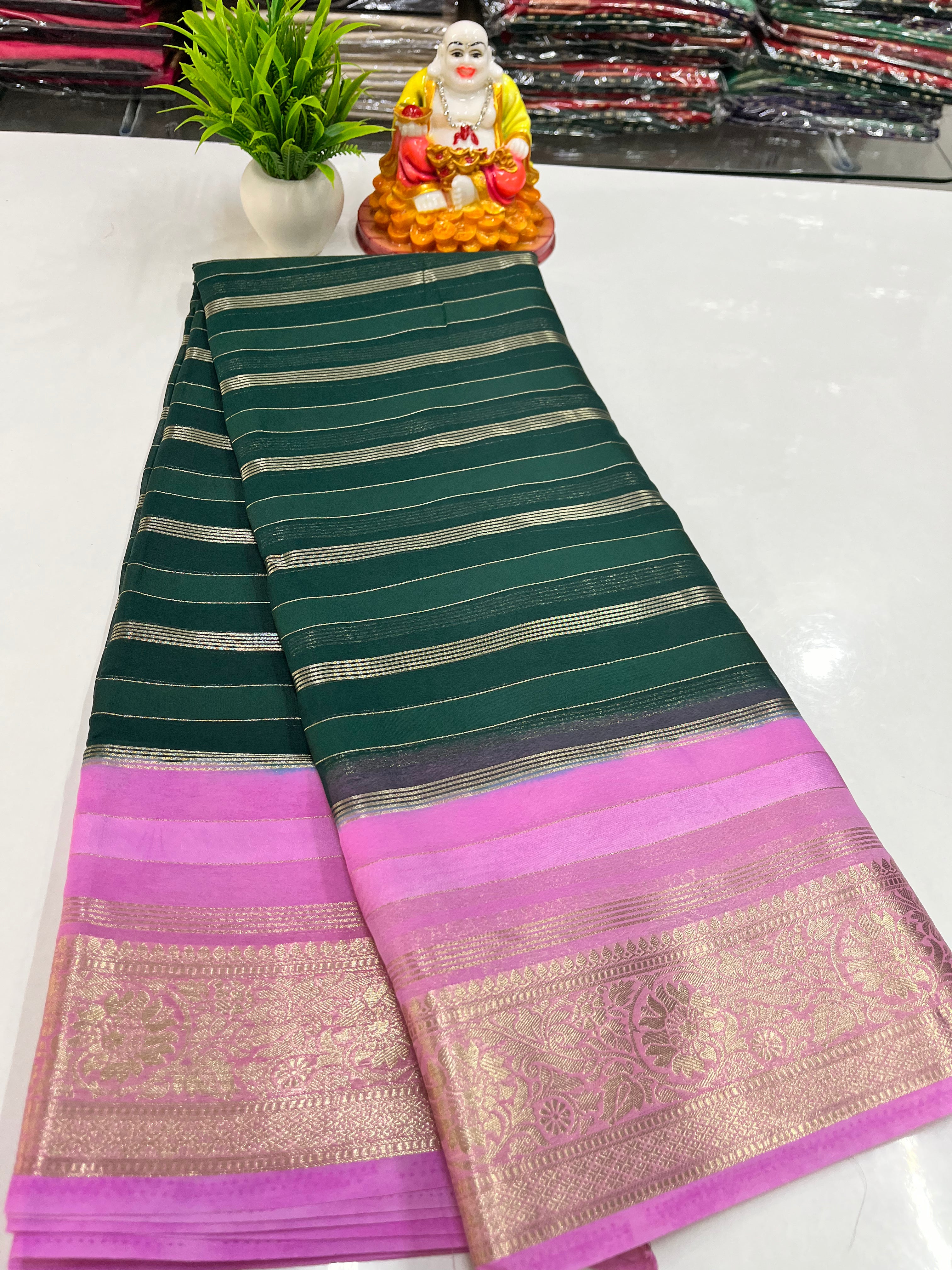 Beautiful Chiffon Saree with Multicolour, Flower Border – Padmavathi Silks & Sarees